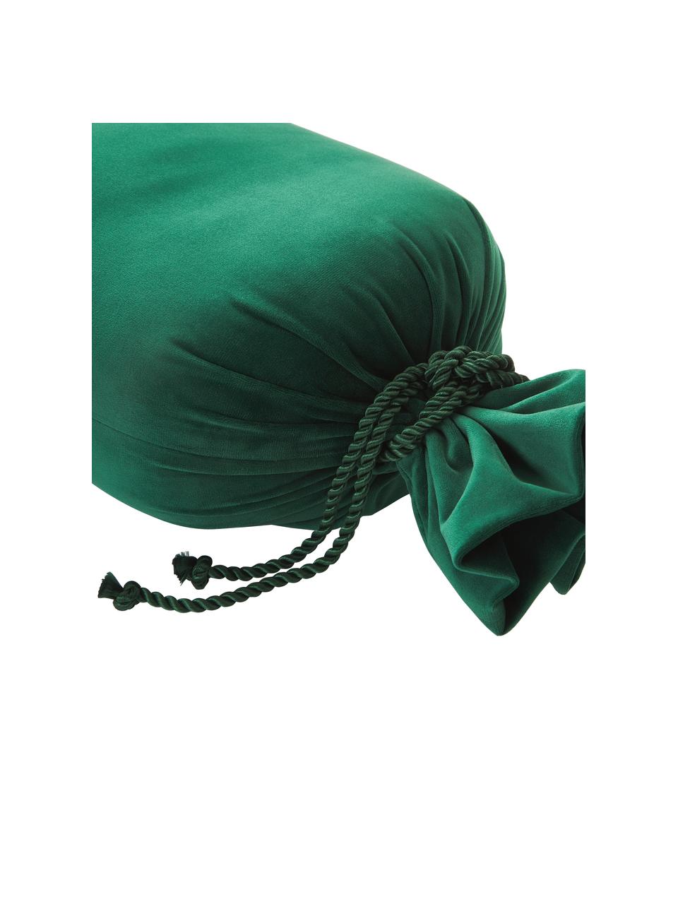 Coussin en velours en forme de bonbon Pandora, Vert foncé, Ø 30 cm