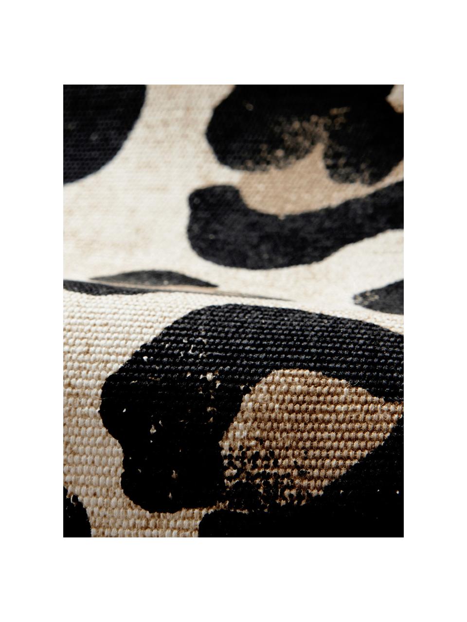 Katoenen tafelloper Jill met luipaarden print, Katoen, Beige, zwart, B 40 x L 140 cm