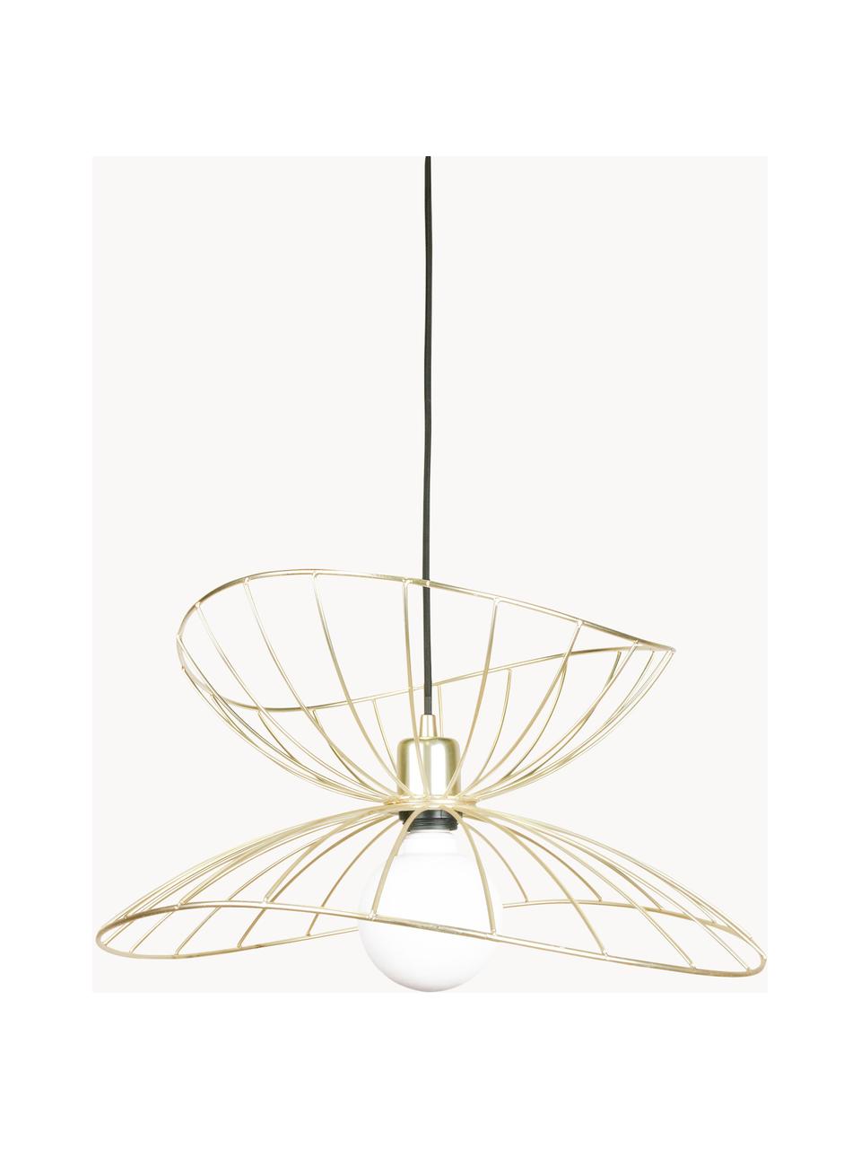 Design hanglamp Ray, Lampenkap: vermessingd metaal en geb, Messingkleurig, Ø 45 x H 24 cm