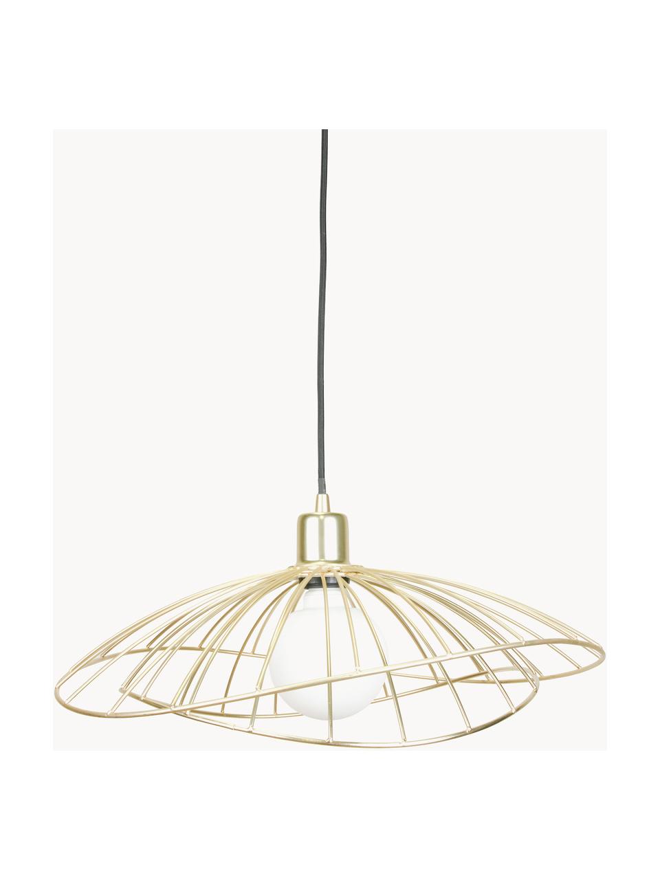 Design hanglamp Ray, Lampenkap: vermessingd metaal en geb, Messingkleurig, Ø 45 x H 24 cm