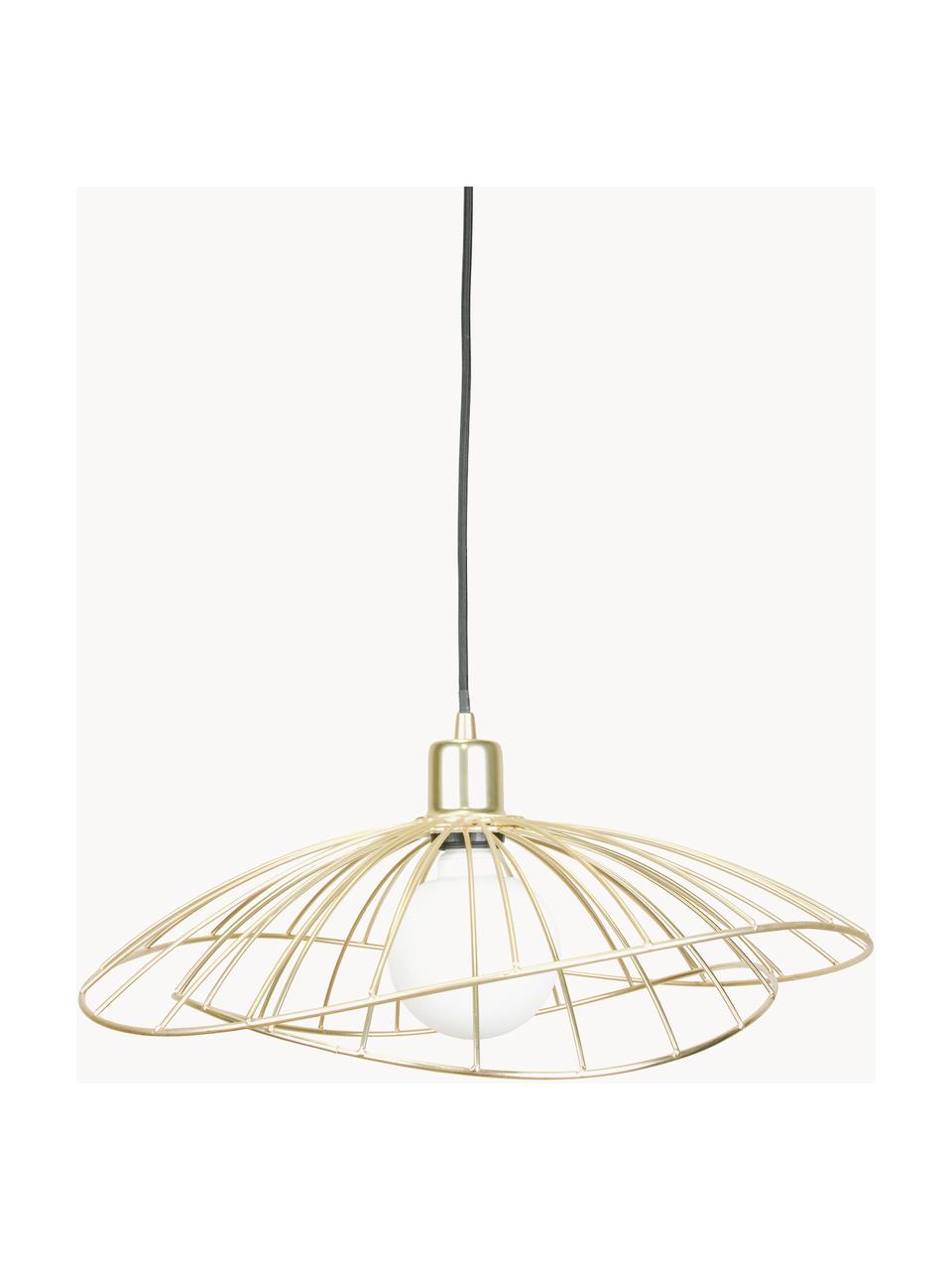Lámpara de techo de diseño Ray, Pantalla: latón cepillado, Cable: cubierto en tela, Latón mate, Ø 45 x Al 24 cm