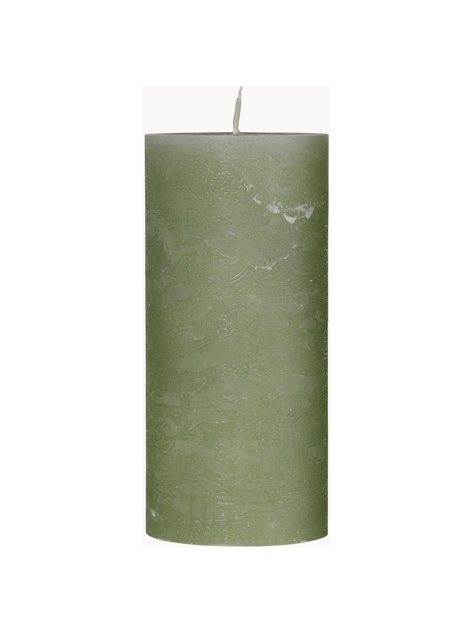 Bougie pilier faite main Rustic, Paraffine, Vert, Ø 7 x haut. 10 cm