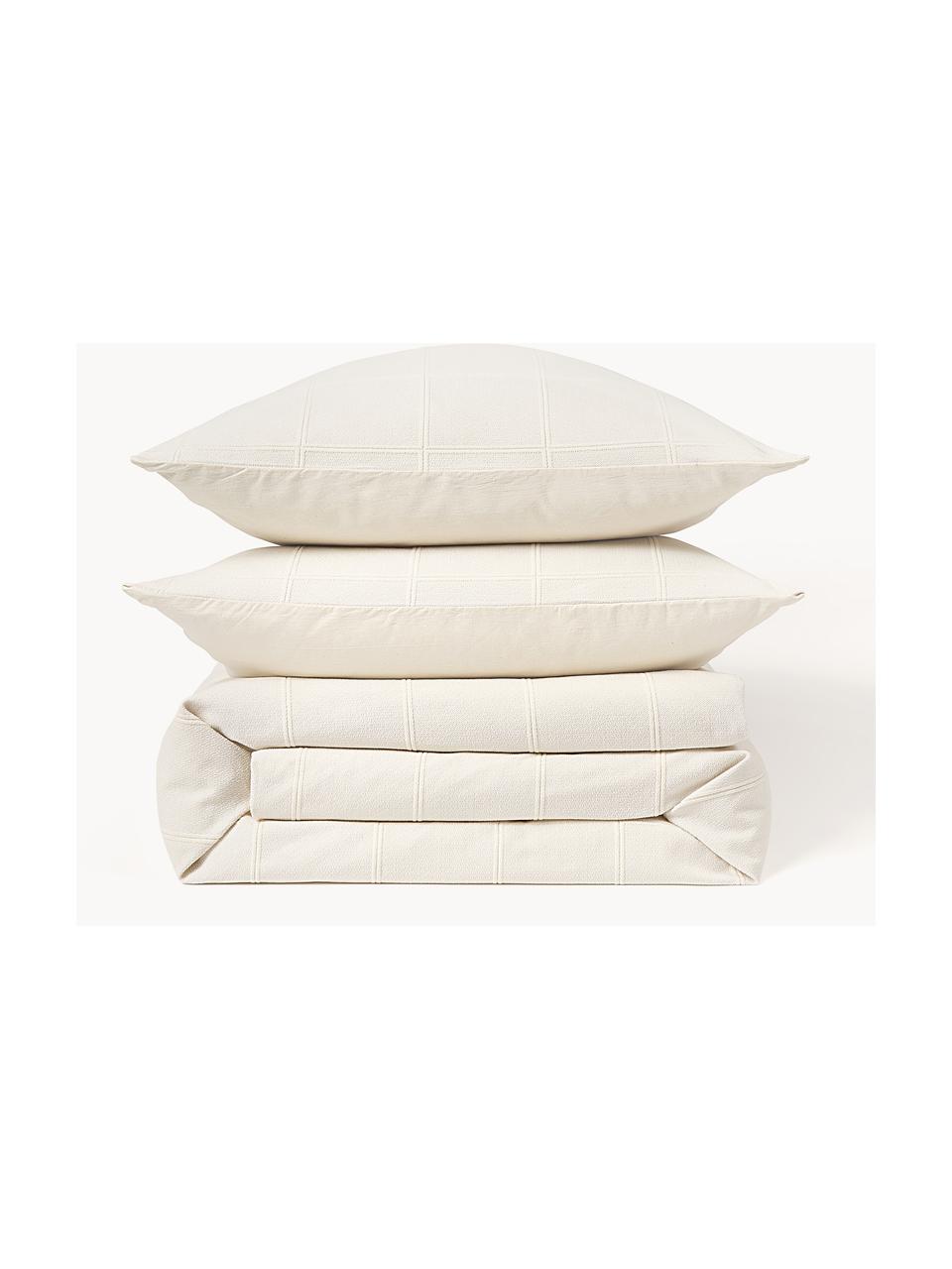 Bettdeckenbezug Vivienne mit getuftetem Karo-Muster, Vorderseite: Off White
Rückseite: Cremeweiss, B 200 x L 200 cm