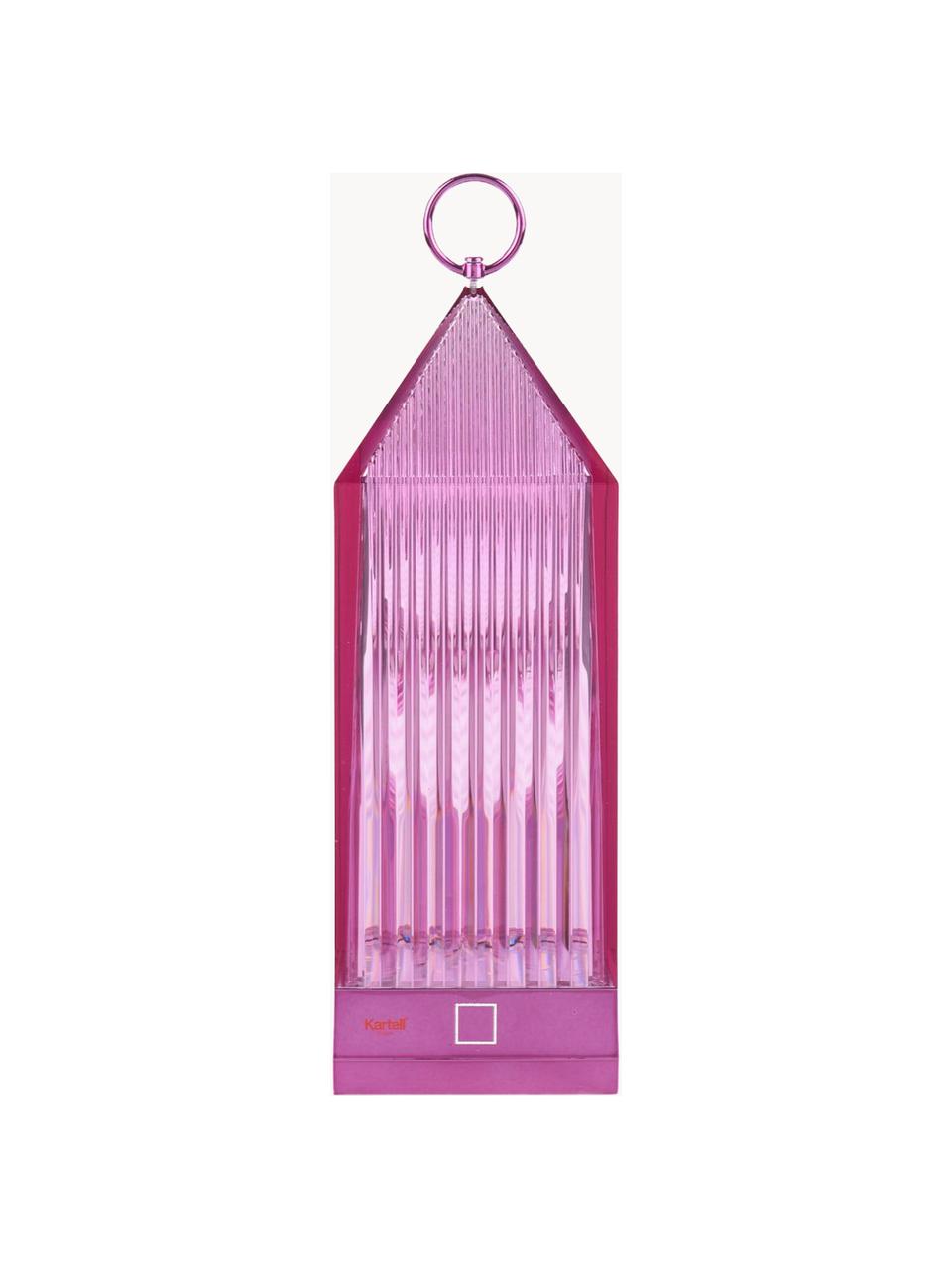 Lámpara de mesa LED regulable Lantern, con estación de carga, Plástico, Rosa, An 10 x Al 31 cm