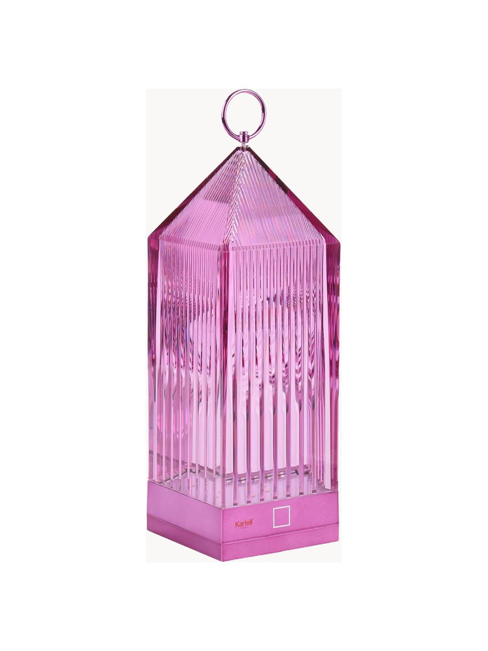 Lampada da tavolo portatile da esterno con caricatore Lantern, luce regolabile, Plastica, Rosa, Larg. 10 x Alt. 31 cm