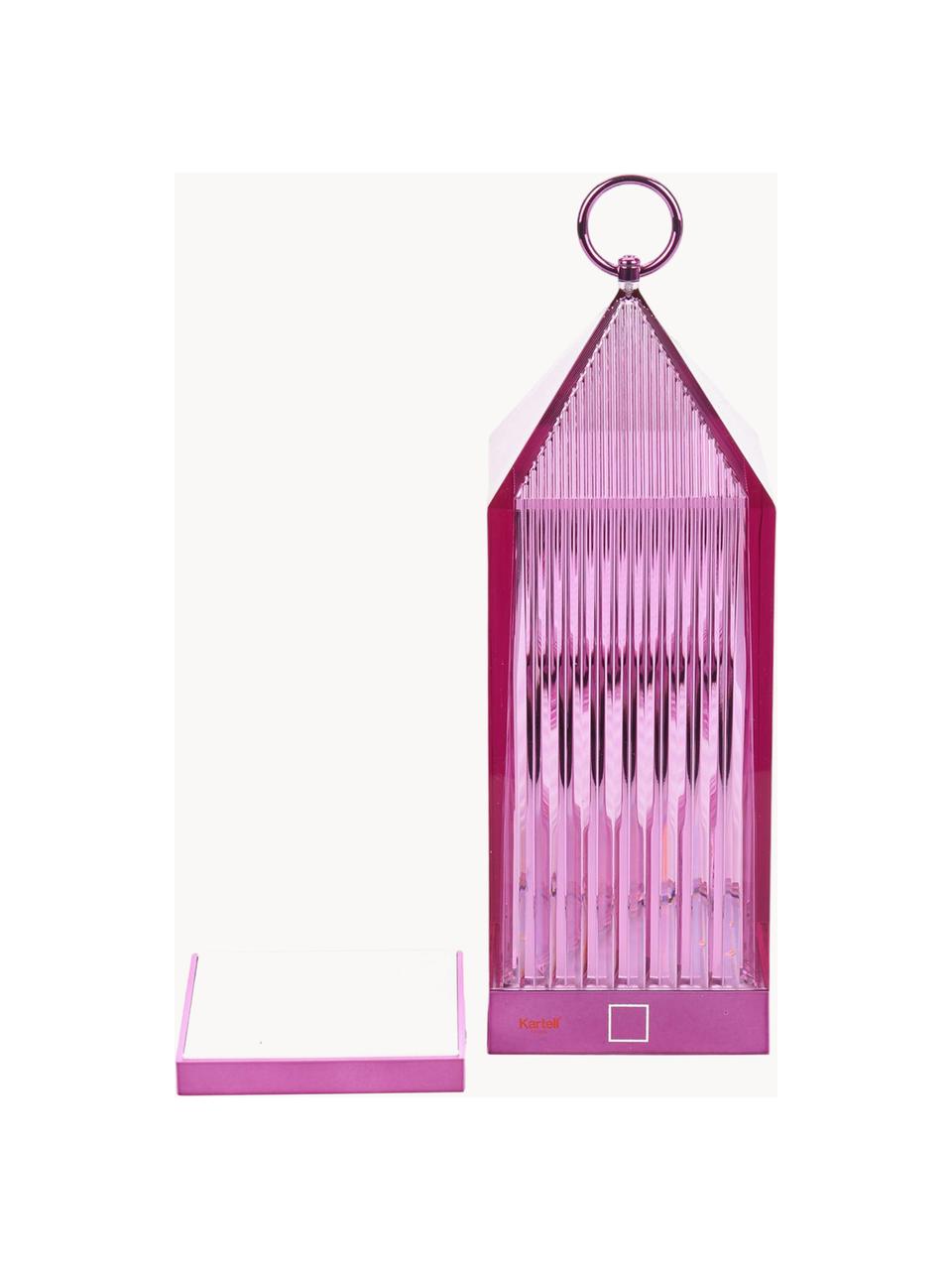 Lampe à poser LED mobile avec station de recharge et intensité variable Lantern, Plastique, Rose, larg. 10 x haut. 31 cm