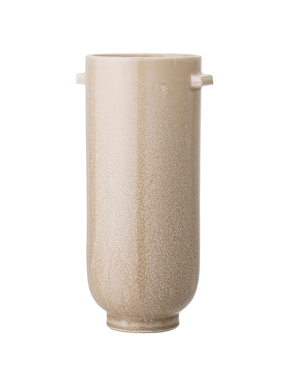 Handgefertigte Deko-Vase Lena aus Steingut, Steingut, Beige, Ø 13 x H 26 cm