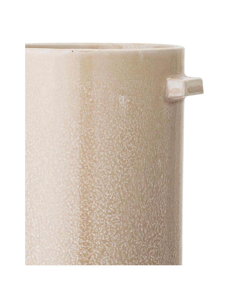 Handgemaakte decoratieve vaas Lena van keramiek, Keramiek, Beige, Ø 13 x H 26 cm