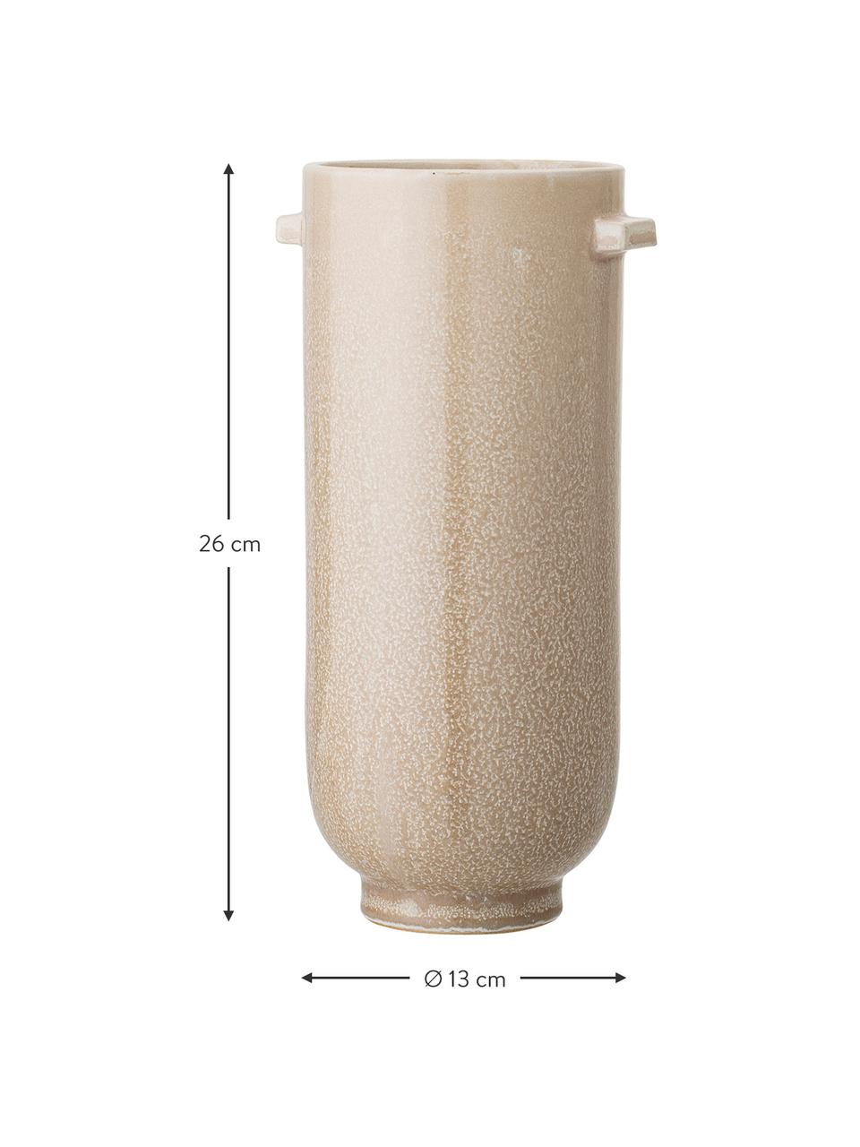 Handgefertigte Deko-Vase Lena aus Steingut, Steingut, Beige, Ø 13 x H 26 cm