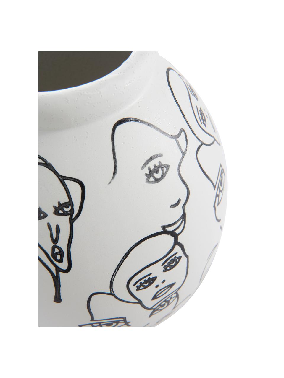 Keramická váza s motivem People, Keramika, Bílá, černá, Ø 18 cm, V 21 cm