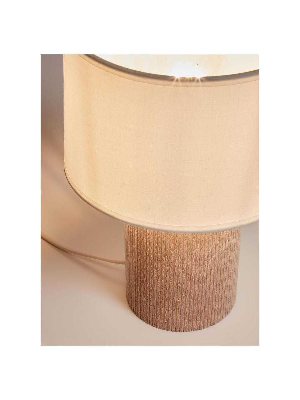 Cord-Tischlampe Bianella, Lampenschirm: Stoff, Lampenfuß: Cord, Cremeweiß, Cord Beige, Ø 20 cm x H 29 cm