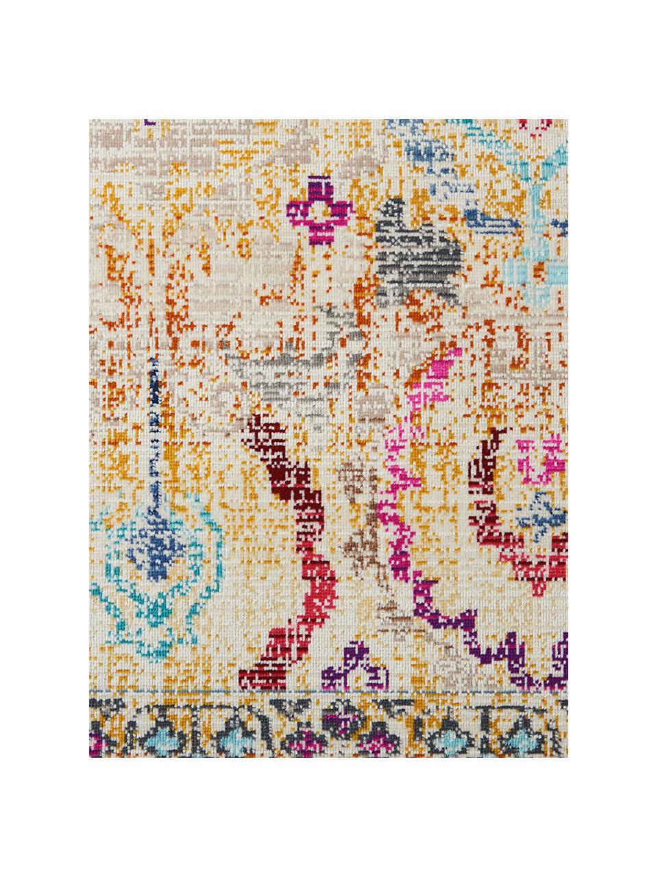 Niederflor-Teppich Kashan Vintage mit bunten Ornamenten, Flor: 100% Polypropylen, Beige, Mehrfarbig, gemustert, B 120 x L 180 cm (Grösse S)