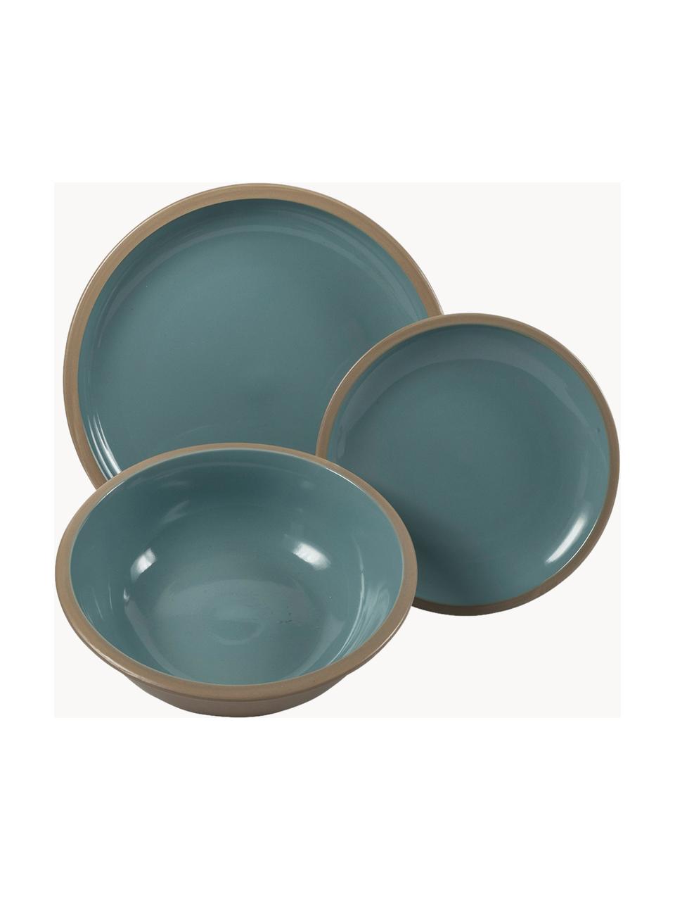 Serviesset Bistrot, 6 personen (18-delig), Keramiek, Groen-, beige- en blauwtinten, 6 personen (18-delig)