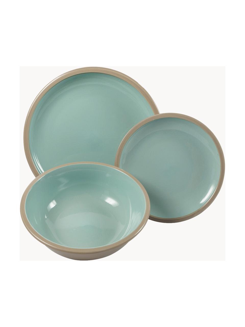 Serviesset Bistrot, 6 personen (18-delig), Keramiek, Groen-, beige- en blauwtinten, 6 personen (18-delig)