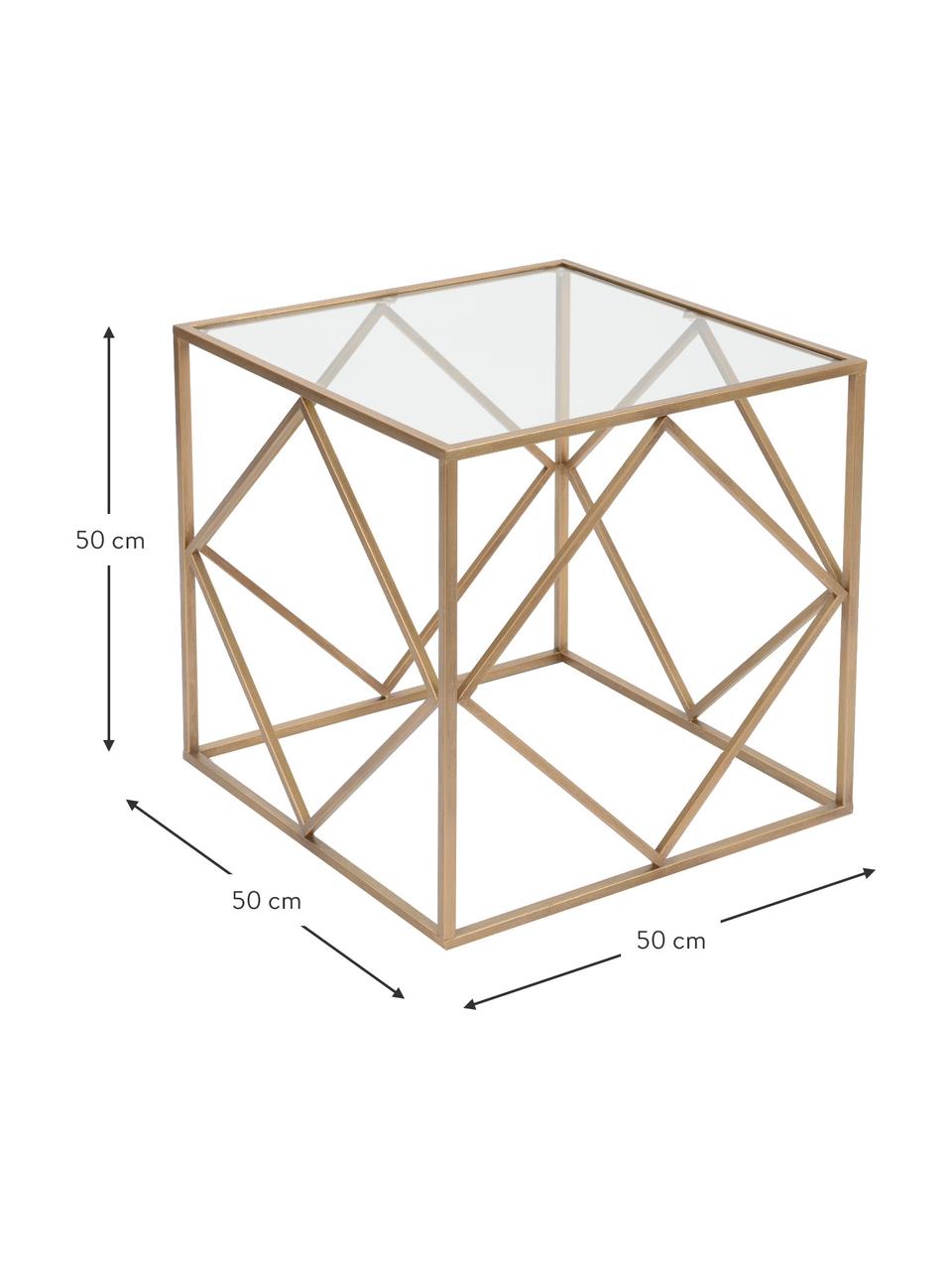 Konferenční stolek Cubo, Zlatá, transparentní, Š 50 cm, H 50 cm