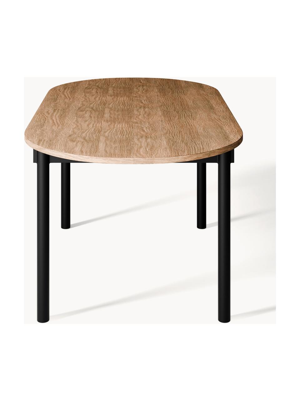 Tavolo ovale Mavi, in varie misure, Gambe: metallo rivestito, Legno di quercia, nero, Larg. 200 x Prof. 90 cm