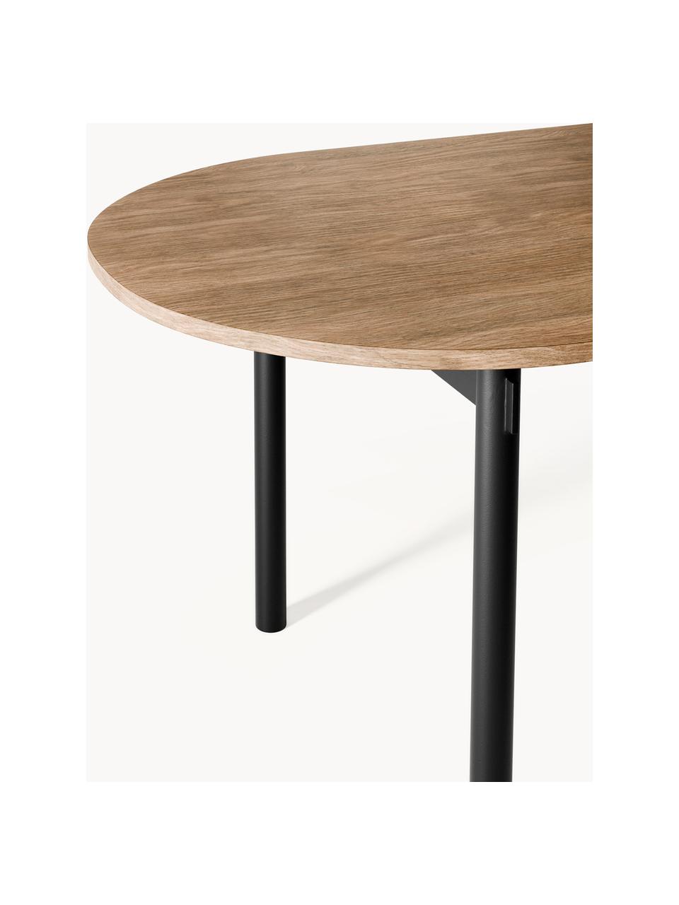 Ovaler Esstisch Mavi, in verschiedenen Größen, Tischplatte: Mitteldichte Holzfaserpla, Beine: Metall, beschichtet, Eichenholz, Schwarz, B 200 x T 90 cm
