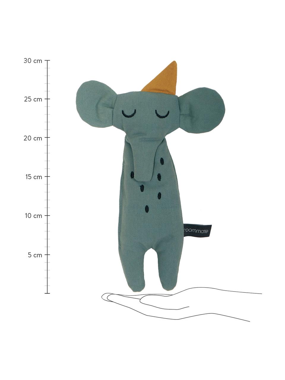 Kuscheltier Elephant aus Baumwolle, Bezug: 100 % Baumwolle, Graugrün, B 8 x H 30 cm