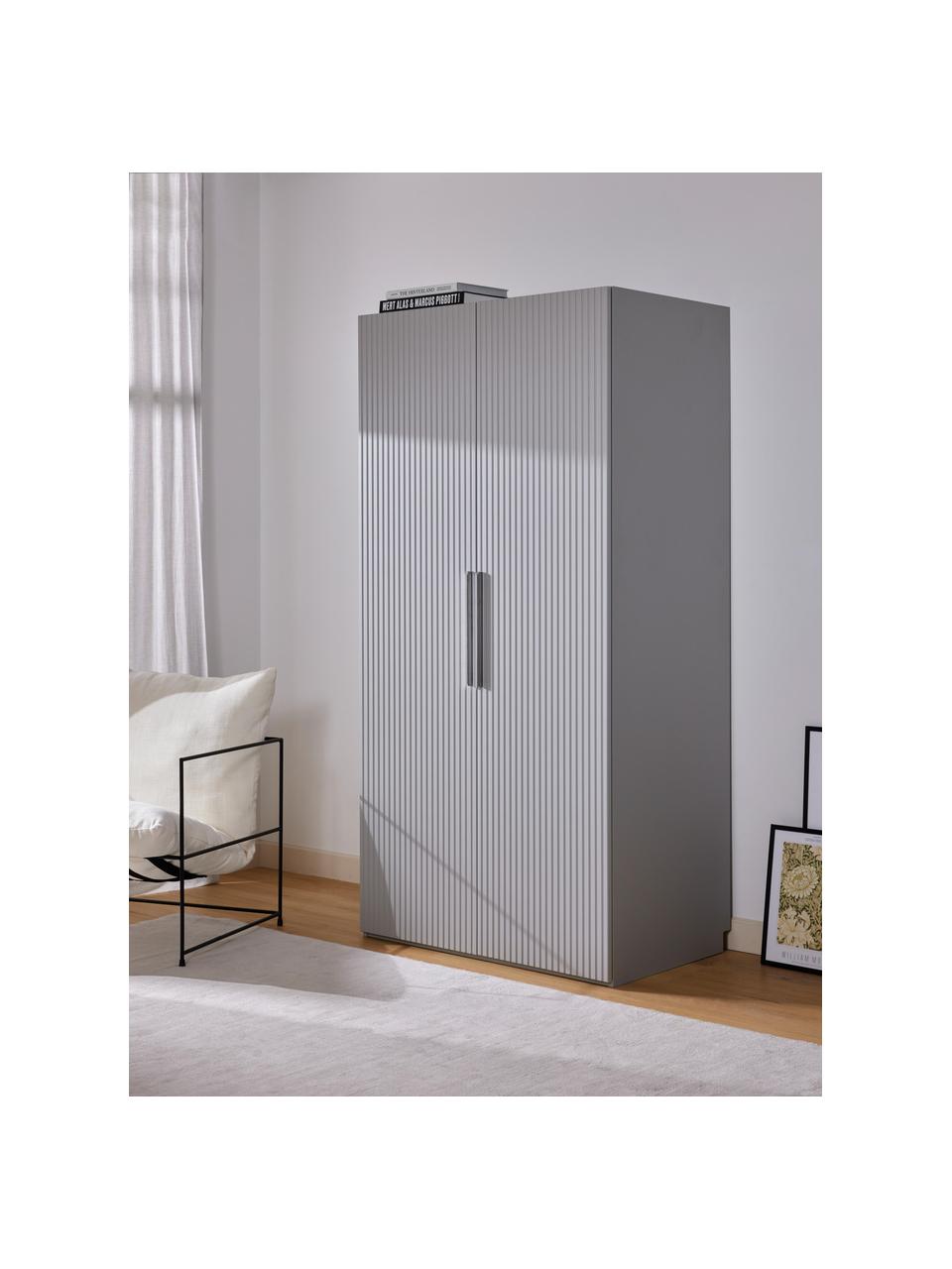 Modulární skříň s otočnými dveřmi Simone, šířka 100 cm, různé varianty, Dřevo, šedá, Interiér Basic, Š 100 x V 200 cm