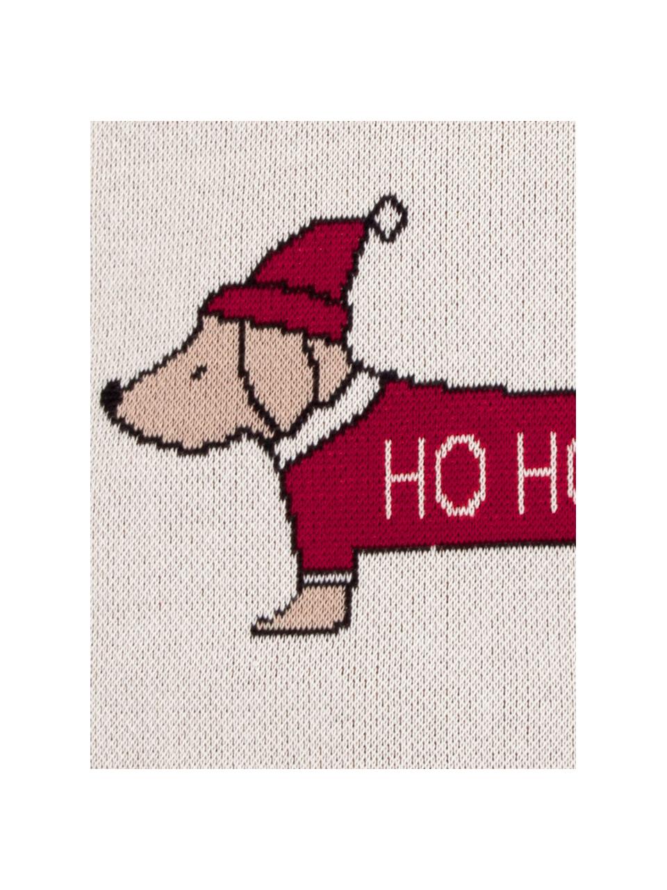 Kissenhülle Santas Little Helper mit weihnachtlichem Motiv, 100 % Baumwolle, Beige, Rot, B 40 x L 40 cm