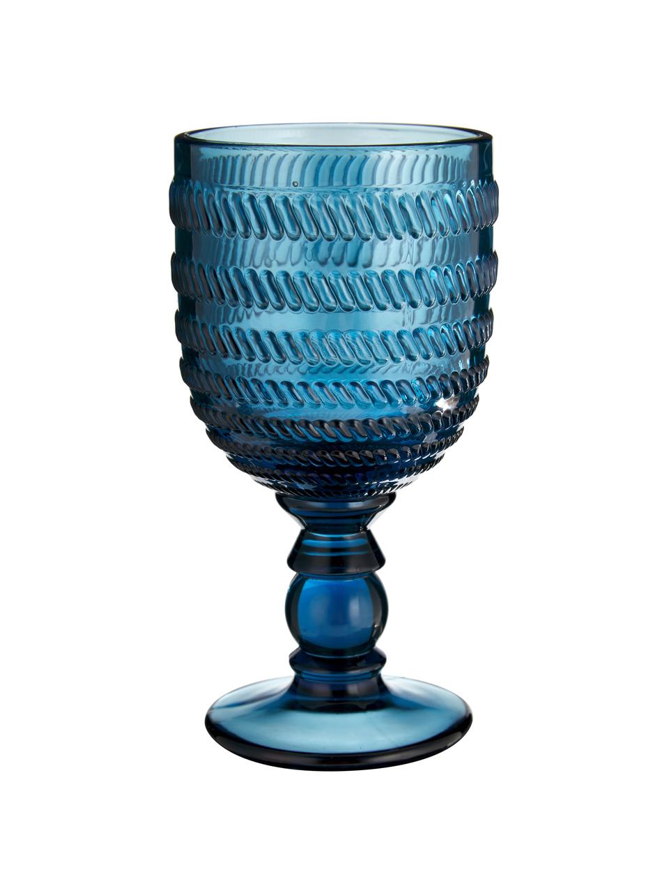 Wijnglazen Geometrie met structuurpatroon, set van 6, Glas, Meerkleurig, transparant, Ø 9 x H 17 cm