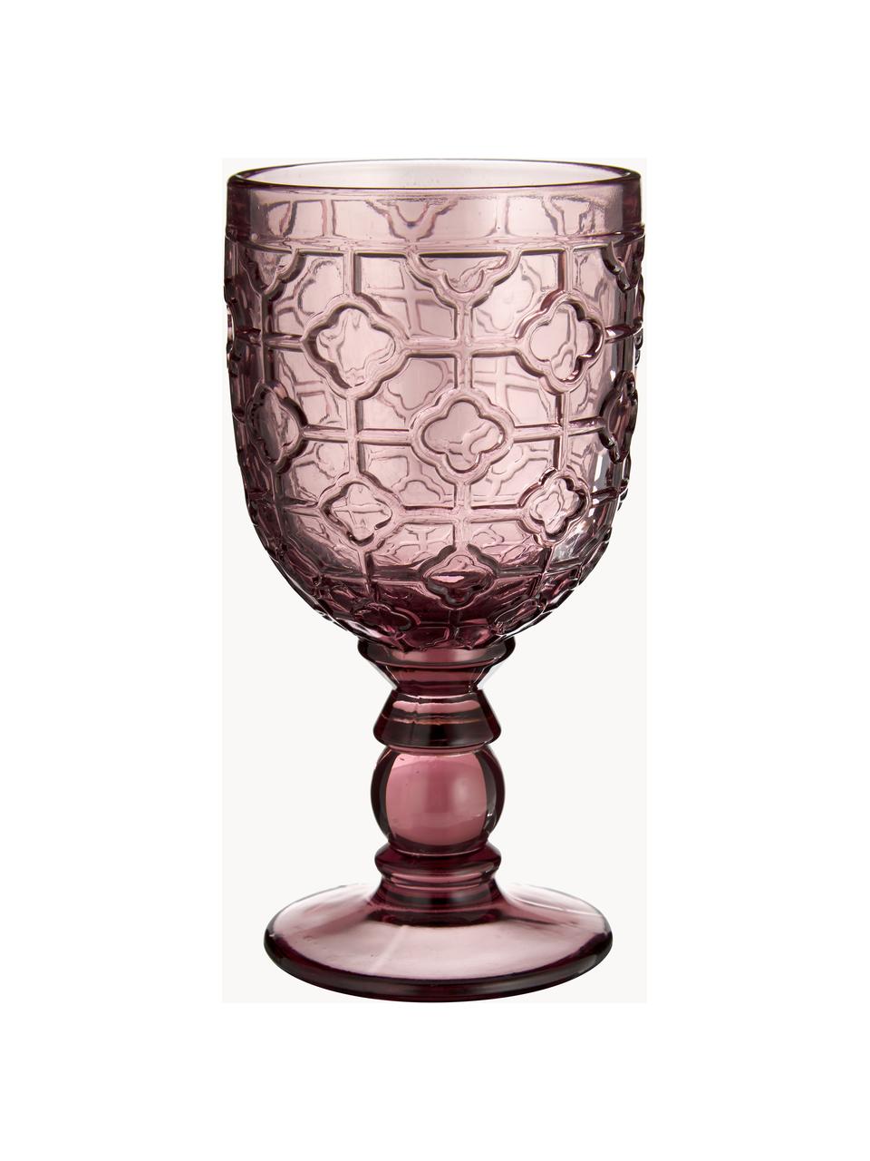 Set di 6 bicchieri da vino con motivo in rilievo Geometrie, Vetro, Multicolore, trasparente, Ø 9 x Alt. 17 cm