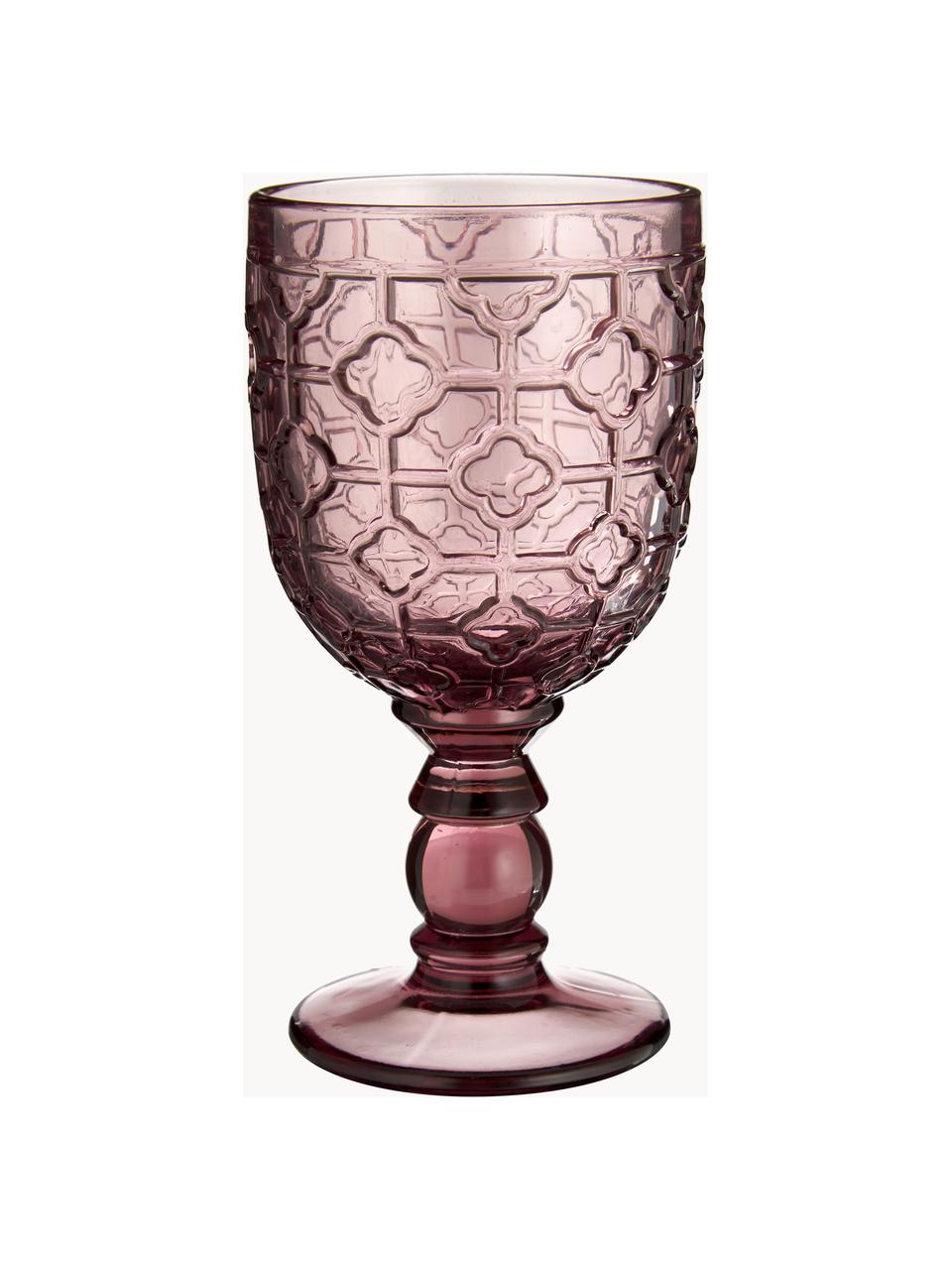 Verres à vin multicolore avec embossage décoratif, 6 élém., Verre, Multicolore, transparent, Ø 9 x haut. 17 cm