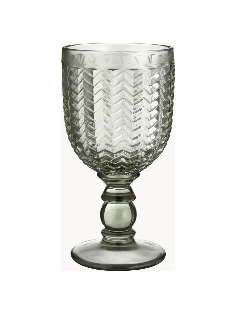 Verres à vin multicolore avec embossage décoratif, 6 élém., Verre, Multicolore, transparent, Ø 9 x haut. 17 cm