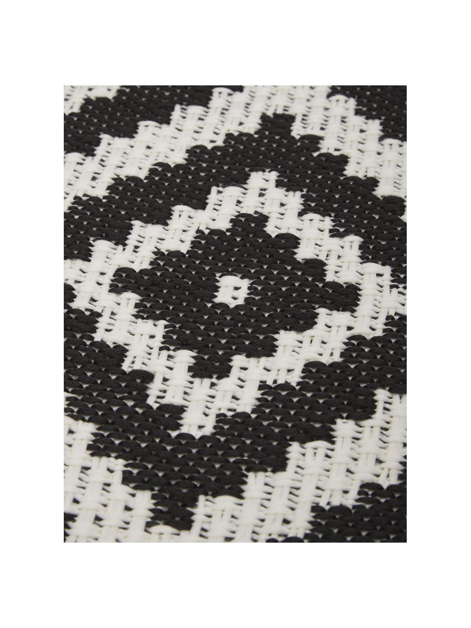 Tapis rond d'extérieur Miami, 86 % polypropylène, 14 % polyester, Noir, blanc, Ø 200 cm (taille L)