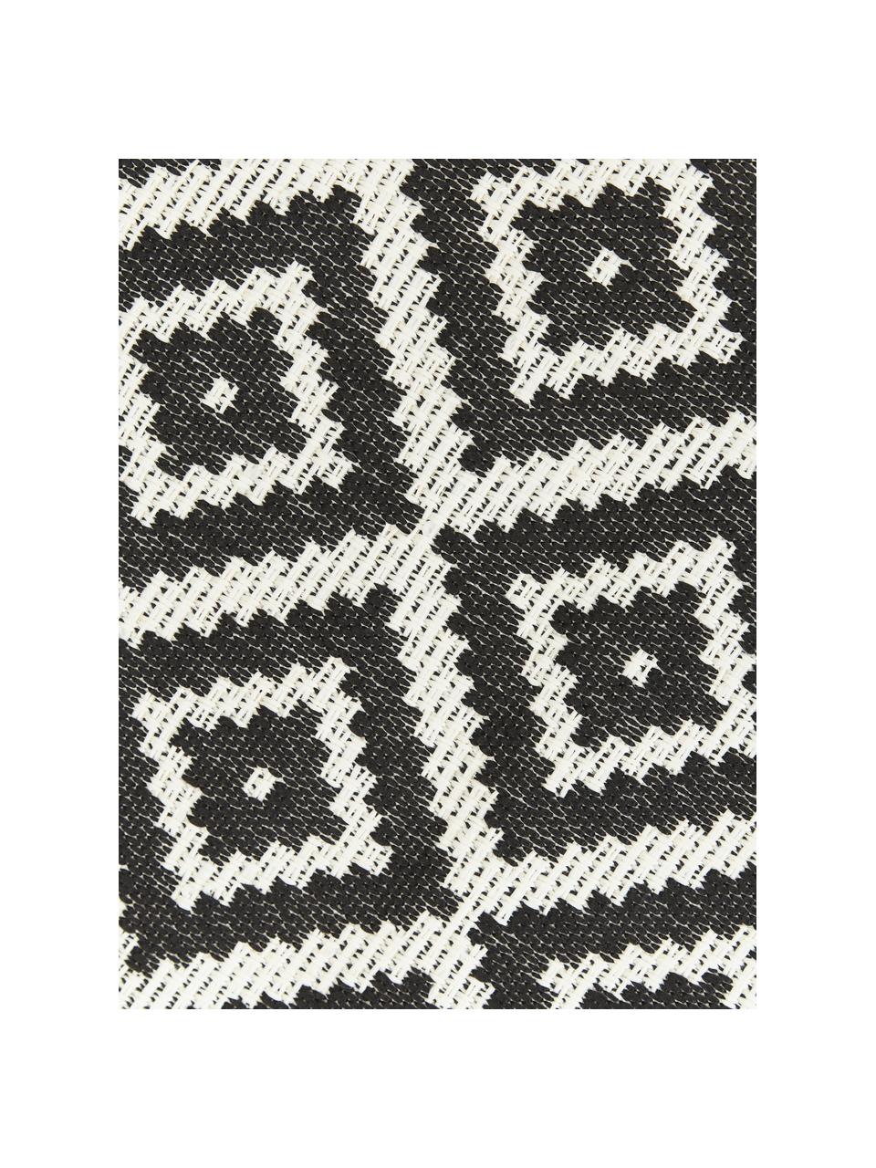 Tapis rond d'extérieur Miami, 86 % polypropylène, 14 % polyester, Noir, blanc, Ø 200 cm (taille L)