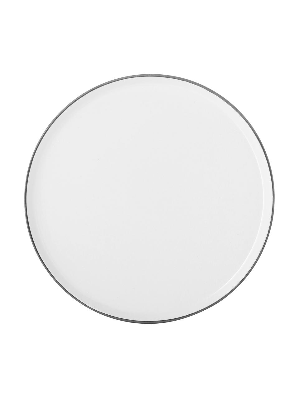 Assiette plate faite main, émail/mat Esrum, 4 pièces, Blanc ivoire, gris-brun, Ø 28 cm