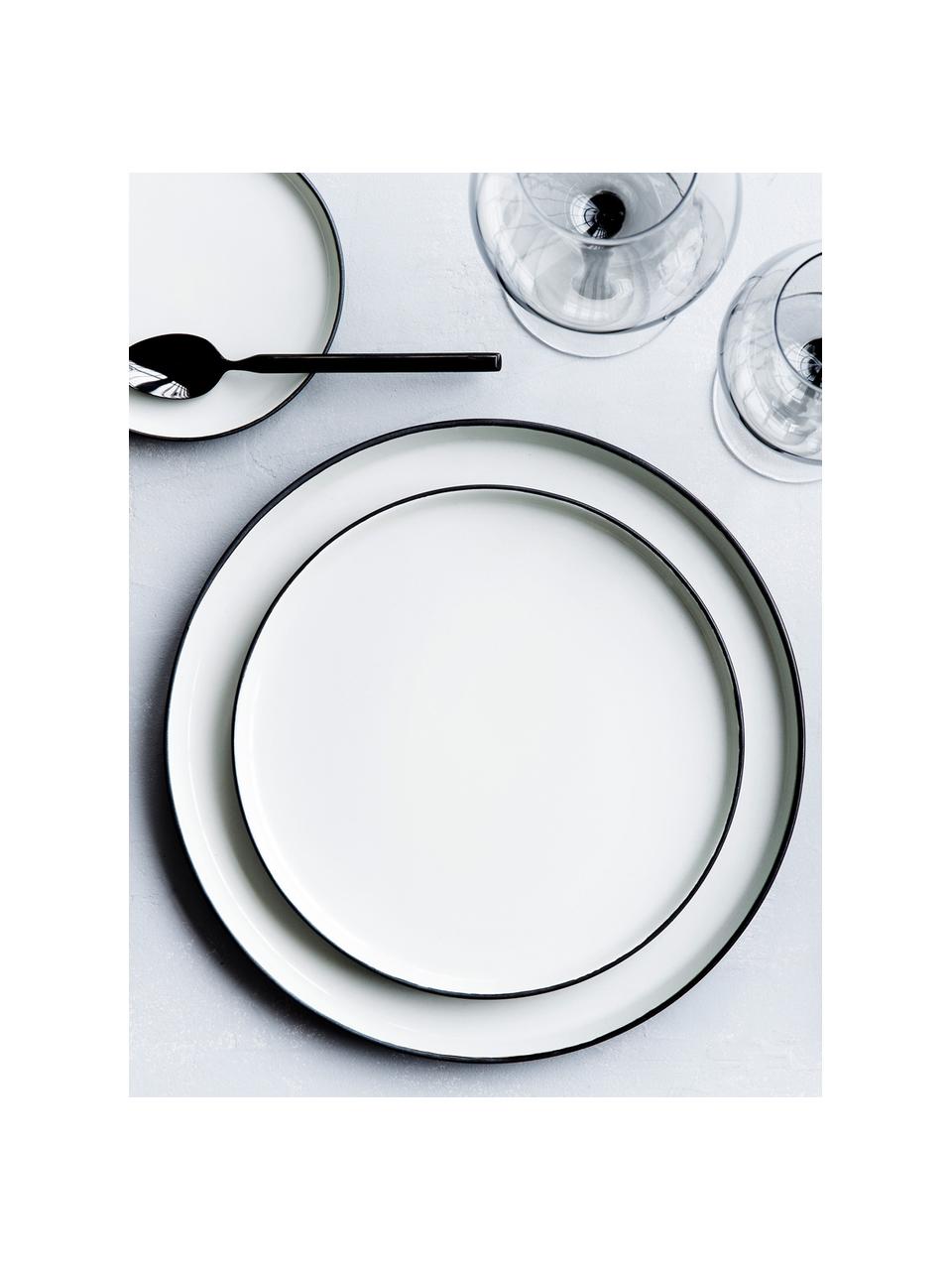 Assiette plate faite main, émail/mat Esrum, 4 pièces, Blanc ivoire, gris-brun, Ø 28 cm