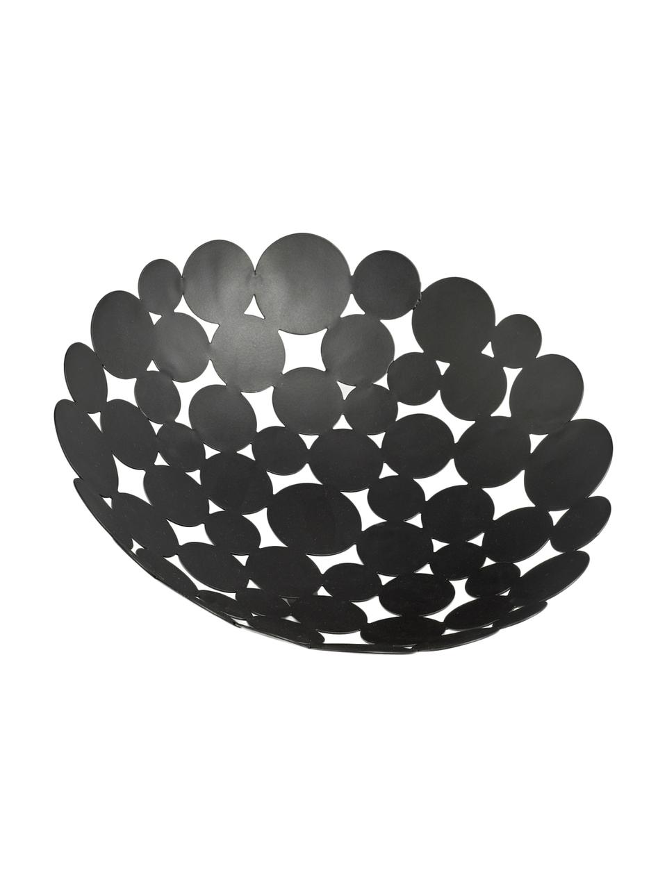 Zwarte opbergkom Drops, Gecoat metaal, Zwart, Ø 29 x H 9 cm