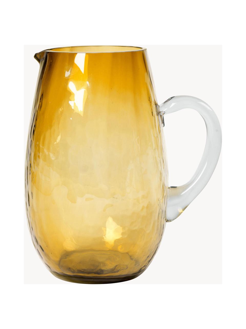 Grand pichet soufflé bouche Martelé, 2 L, Verre, Jaune soleil, transparent, 2 L