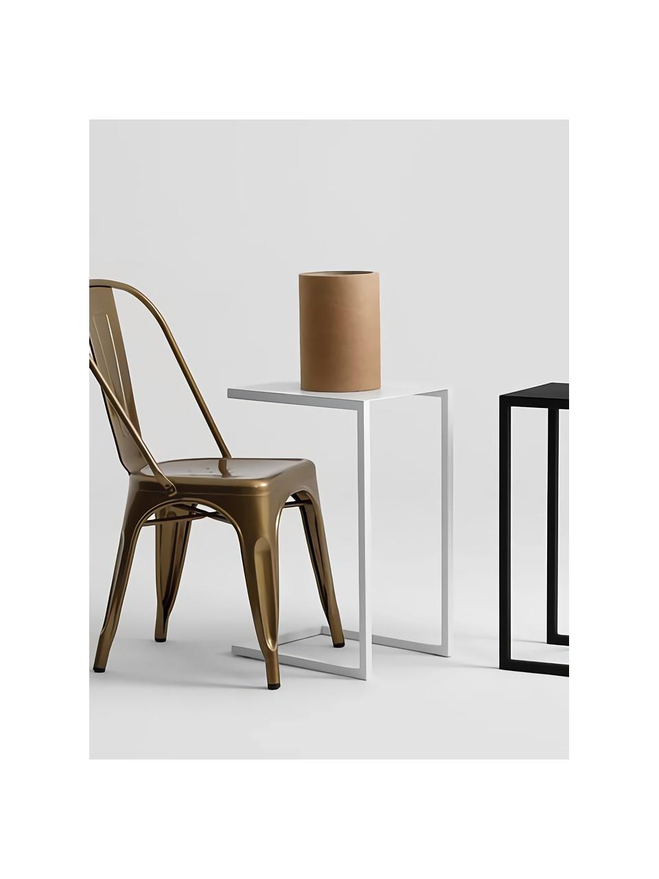 Kovový odkládací stolek Lupe, Potažený kov, Bílá, Š 40 cm, V 60 cm