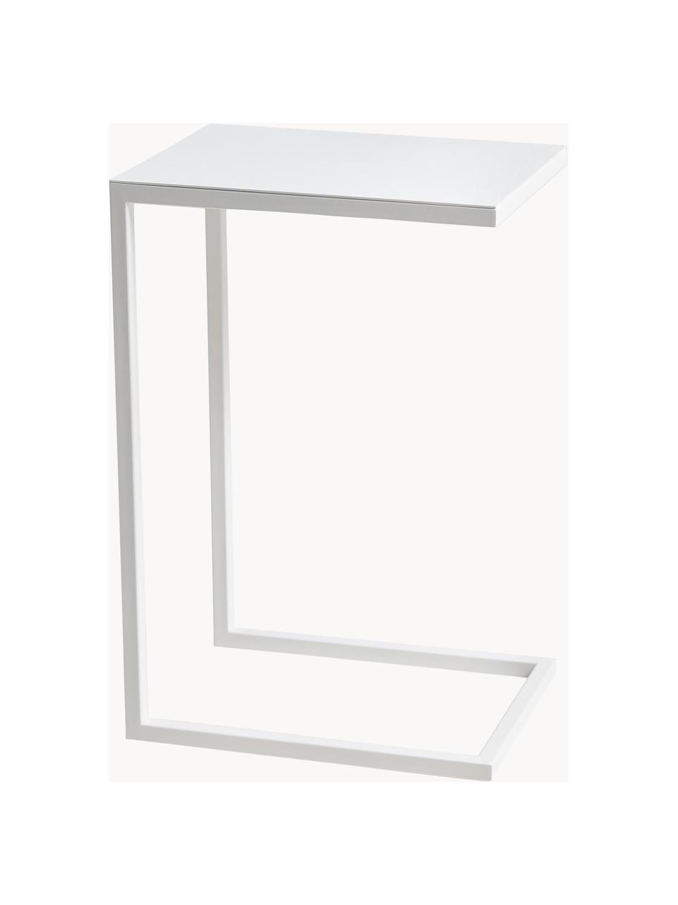 Table d'appoint en métal Lupe, Métal, enduit, Blanc, larg. 40 x haut. 60 cm