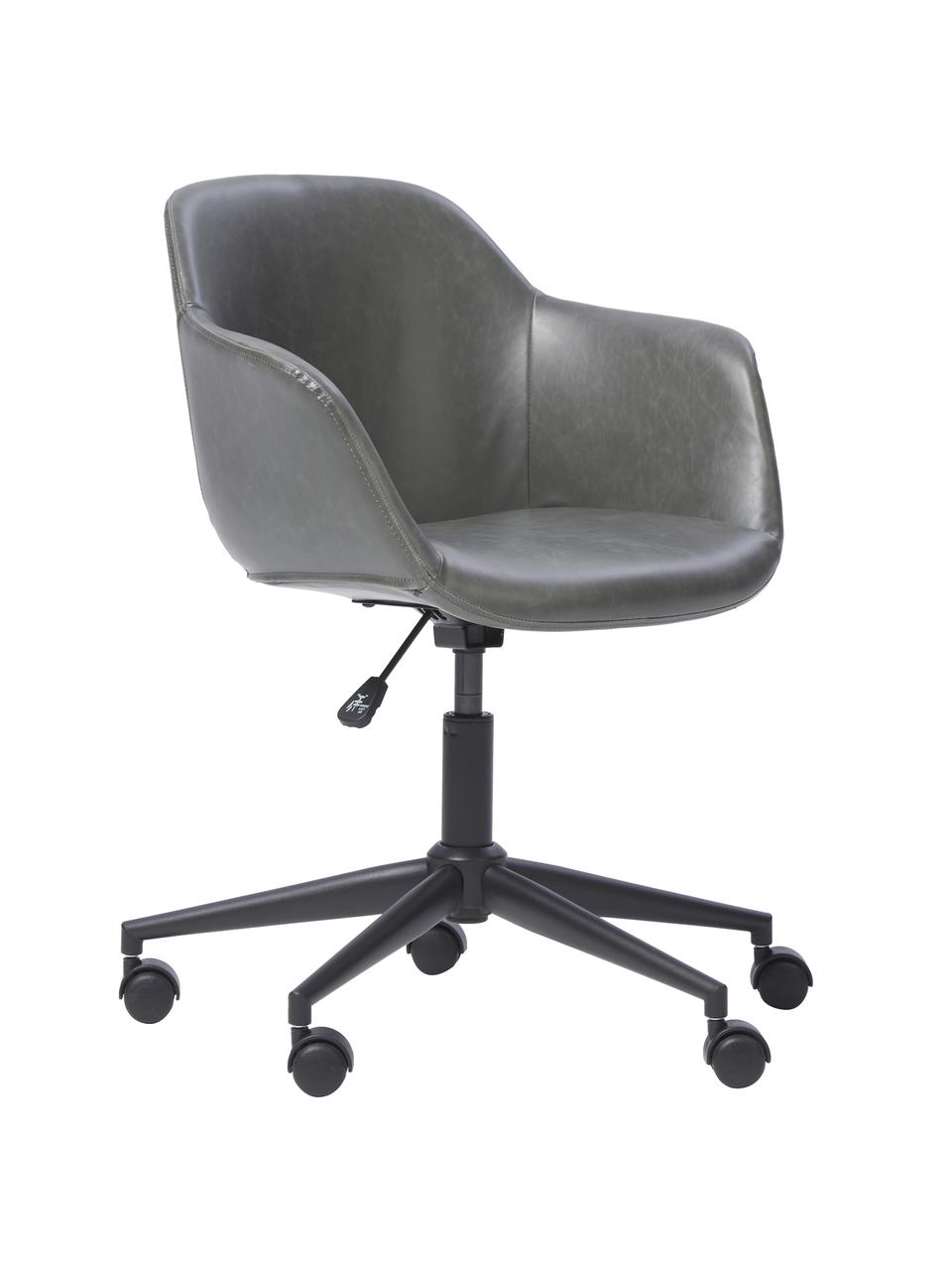 Chaise de bureau cuir synthétique gris Fiji, Cuir synthétique gris, larg. 66 x prof. 66 cm