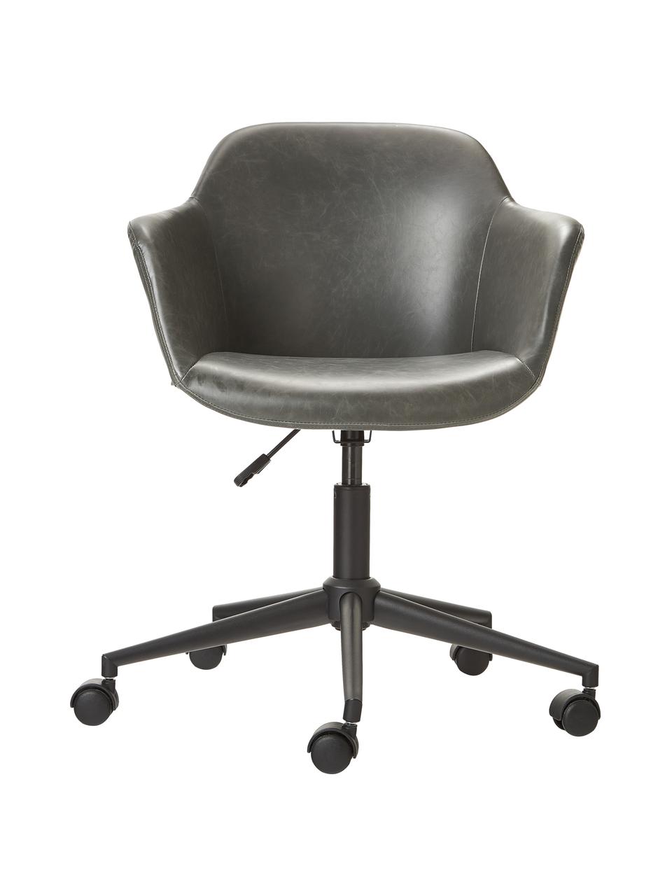 Silla de oficina de cuero sintético Fiji, Tapizado: piel sintética (100% poli, Estructura: metal con pintura en polv, Ruedas: plástico, Cuero sintético gris, An 66 x F 66 cm