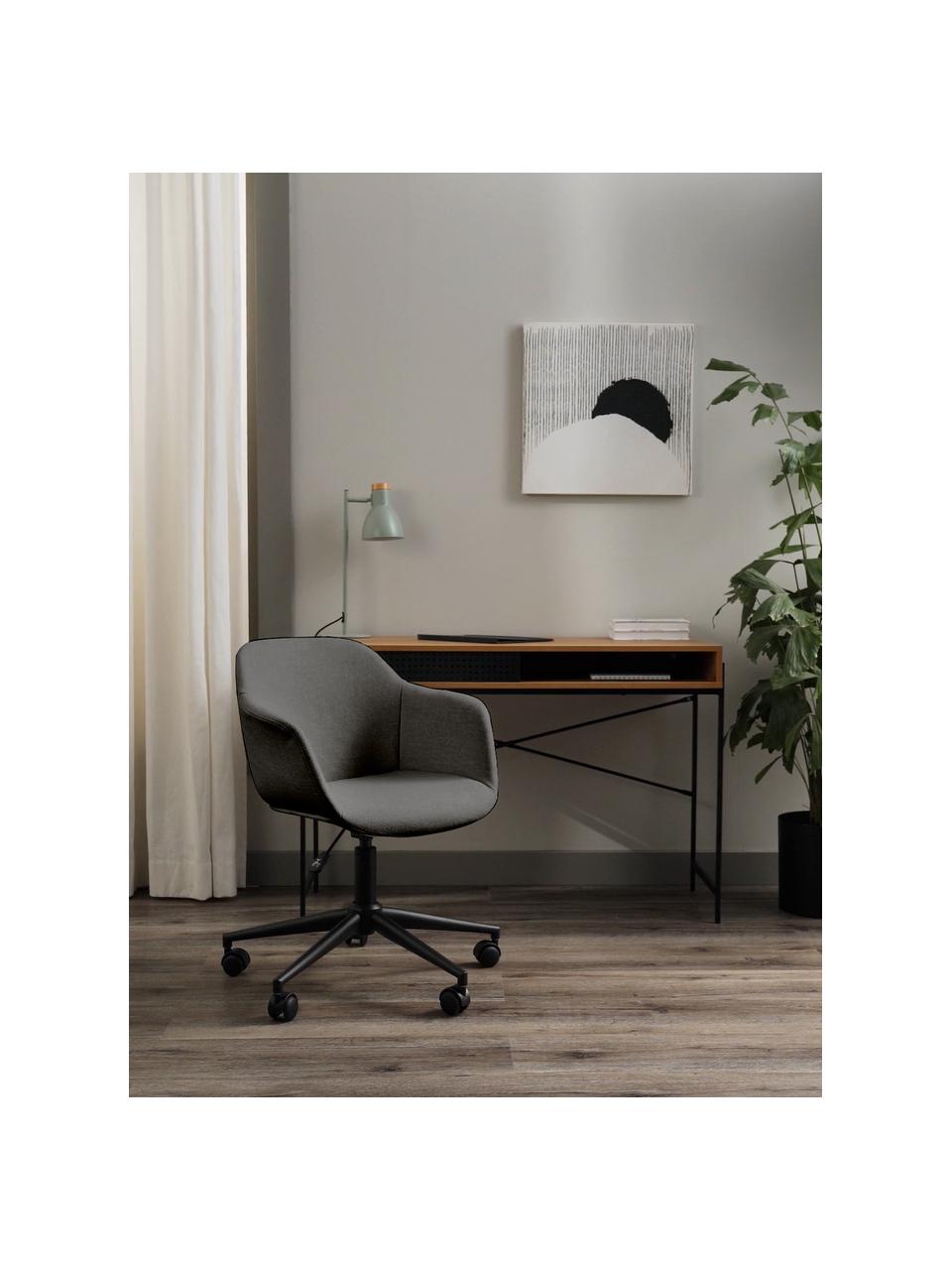 Kunstleder-Schreibtischstuhl Fiji mit schmaler Sitzschale, Bezug: Kunstleder (100% Polyuret, Gestell: Metall, pulverbeschichtet, Rollen: Kunststoff, Kunstleder Grau, B 66 x T 66 cm