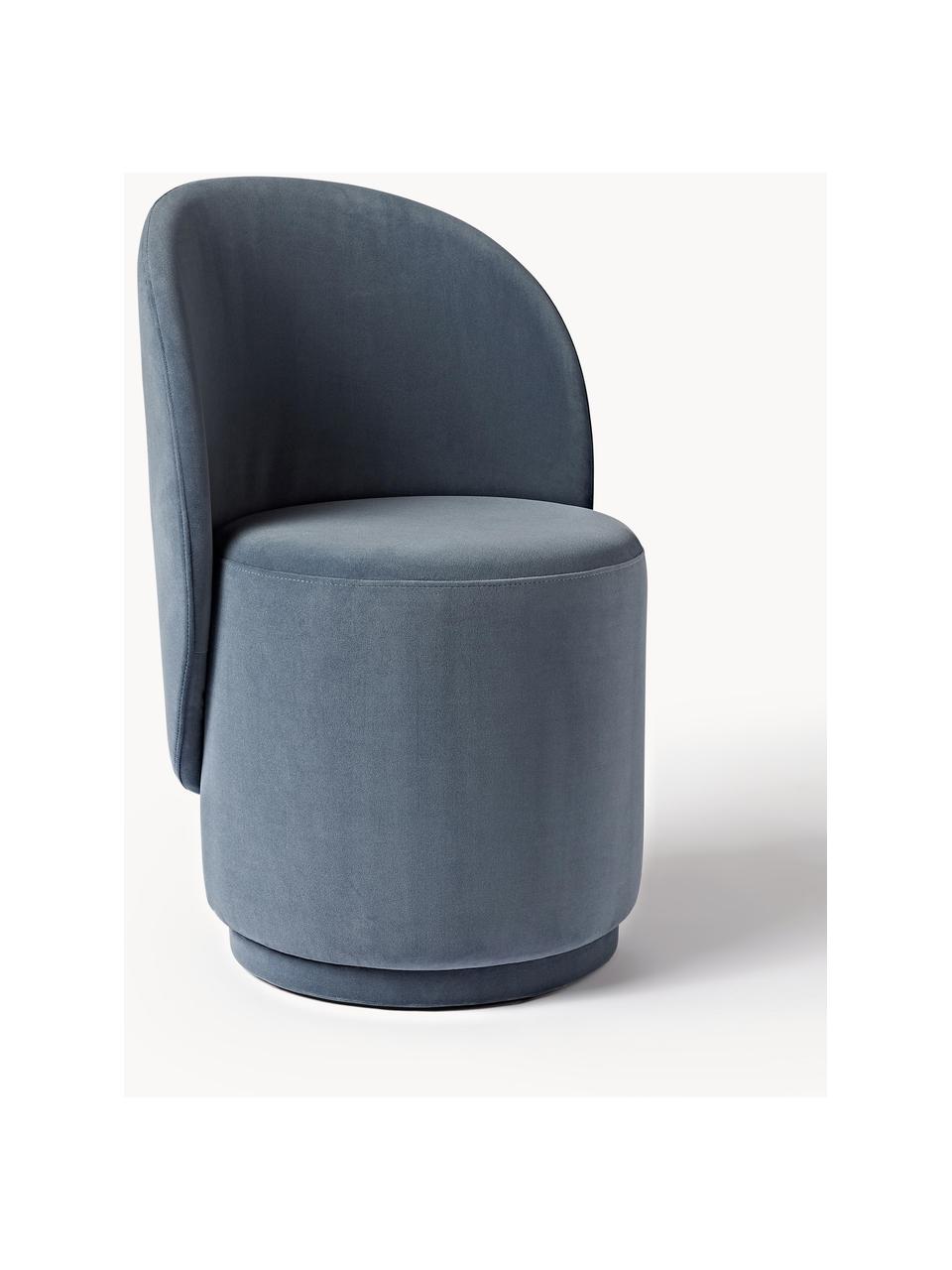Chaise rembourrée en velours Zeyno, Velours (100 % polyester), Velours gris-bleu, larg. 54 x haut. 82 cm