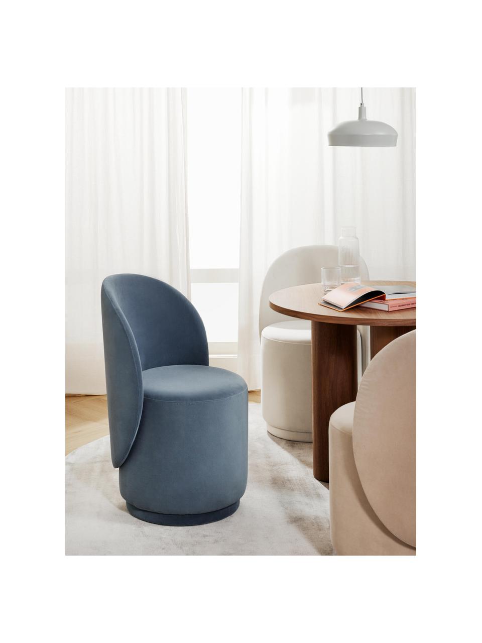 Stolička so zamatovým čalúnením Zeyno, Zamat (100 % polyester), Zamatová sivomodrá, Š 54 x V 82 cm