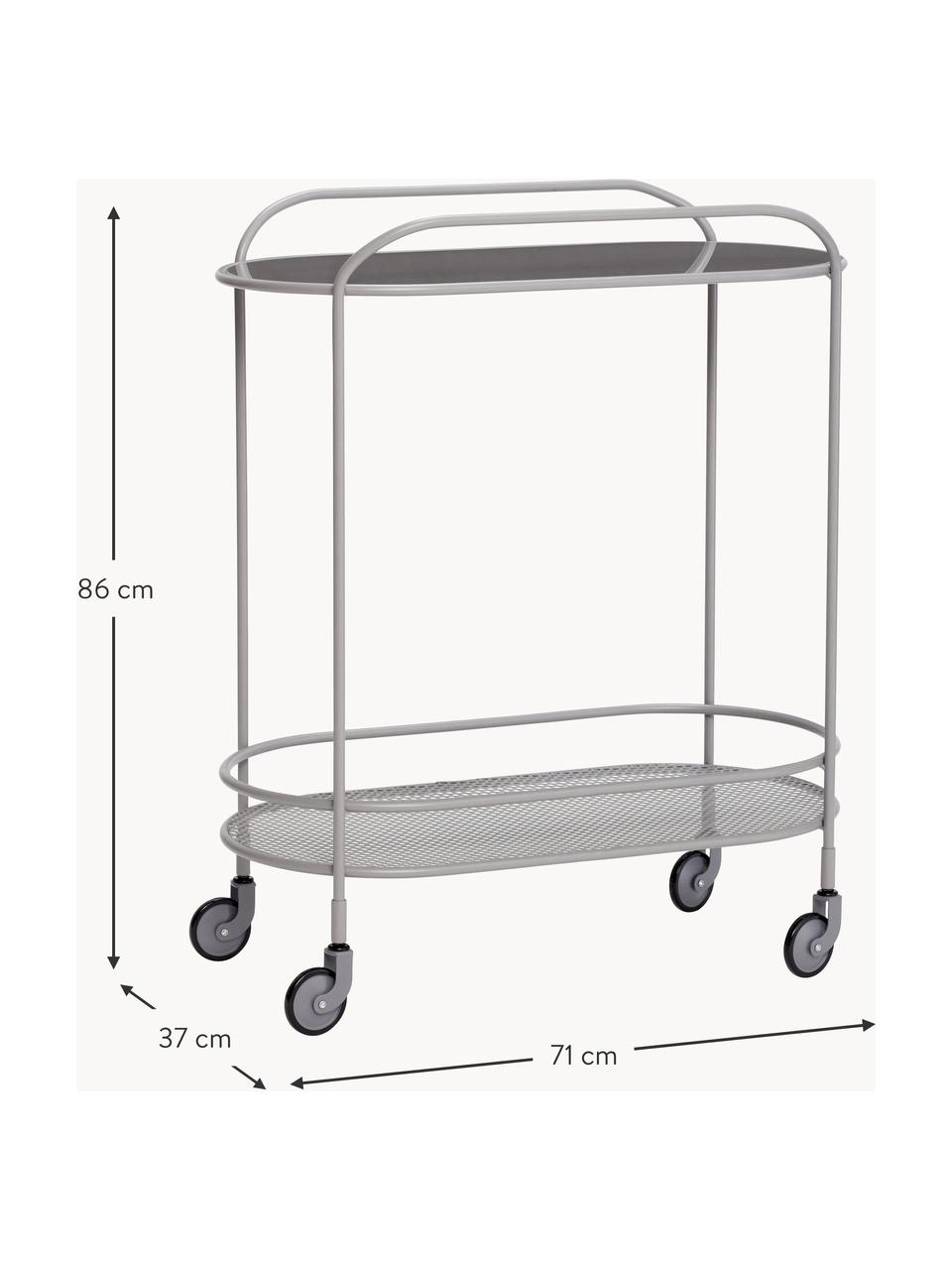 Bar cart Reflect, Gecoat metaal, Zilverkleurig, B 71 x H 86 cm