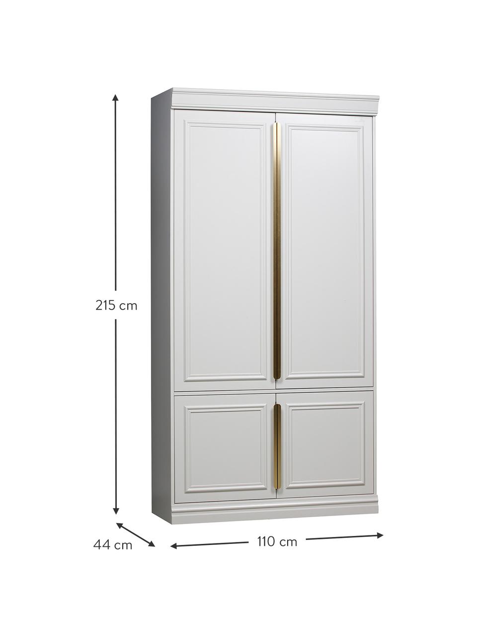 Armario Organize, 2 puertas, Estructura: madera de pino pintada, Gris, blanco, An 110 x Al 215 cm