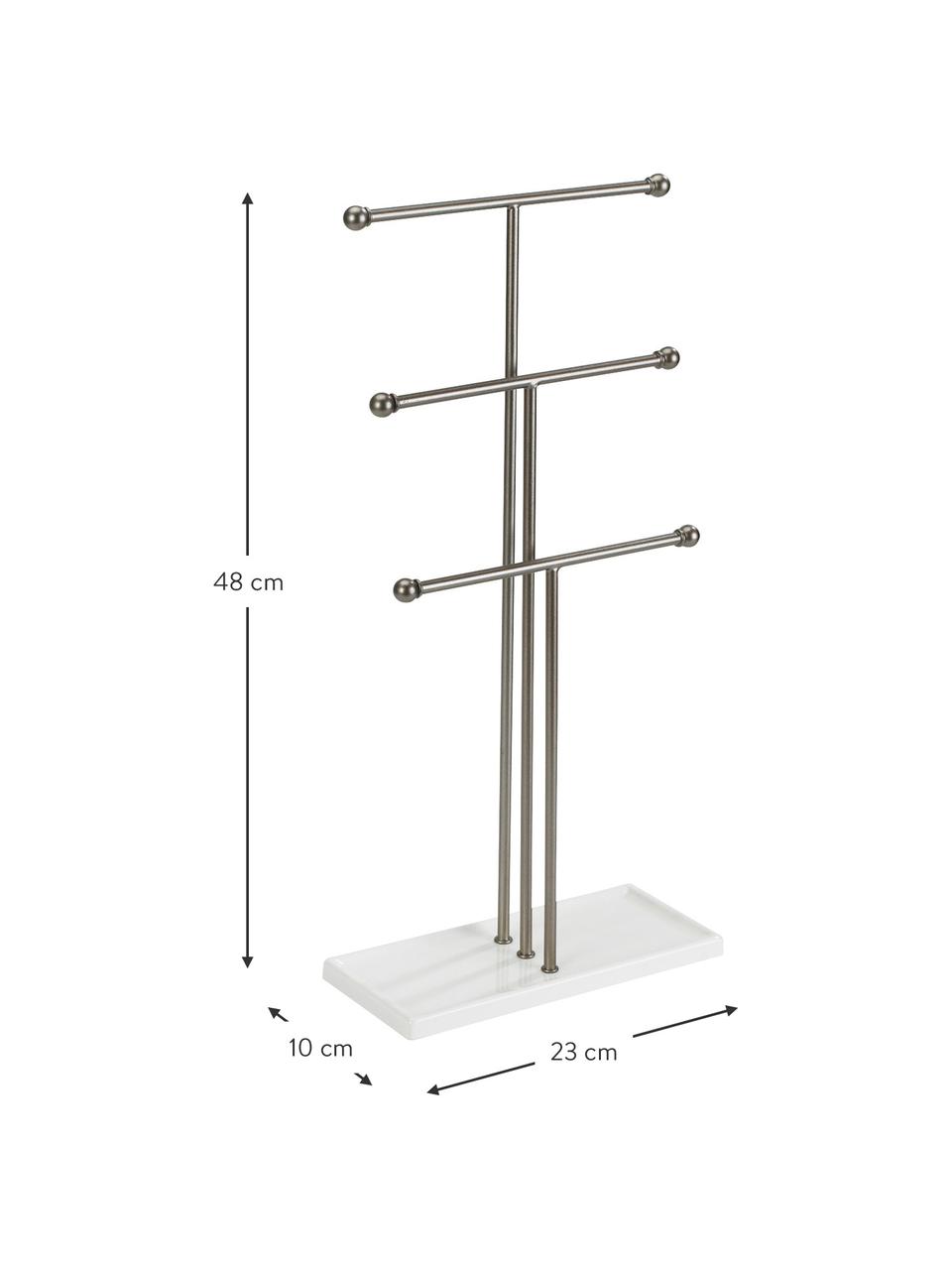 Stojak na biżuterię Trigem, Stelaż: metal niklowany, Nogi: metal lakierowany, Nikiel, biały, S 23 x W 48 cm