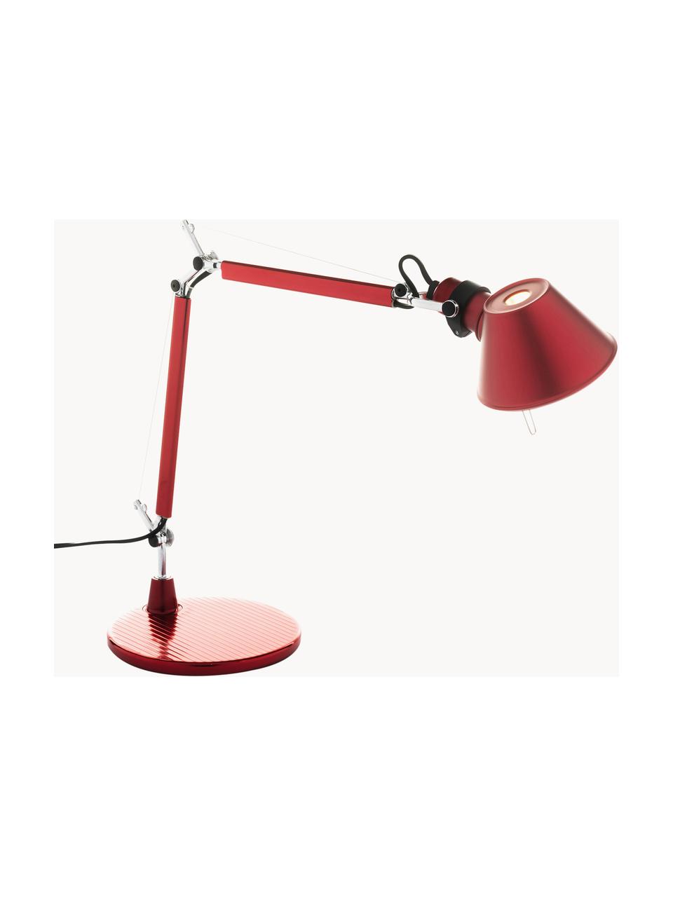 Lampa biurkowa Tolomeo Micro, Stelaż: aluminium powlekane, Czerwony, S 45 x W 37-73 cm