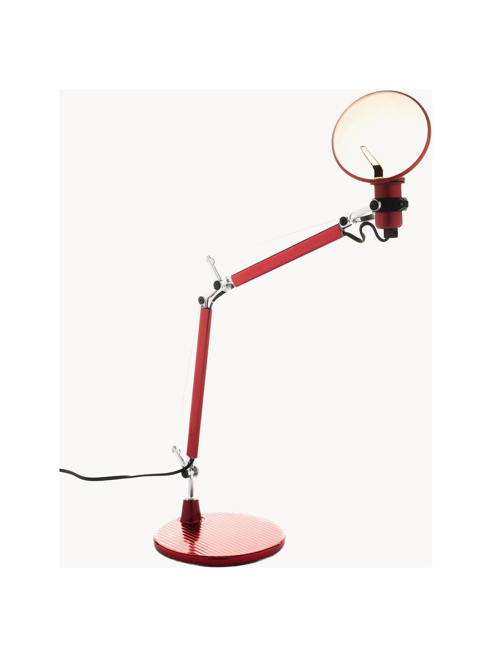 Lampa biurkowa Tolomeo Micro, Stelaż: aluminium powlekane, Czerwony, S 45 x W 37-73 cm