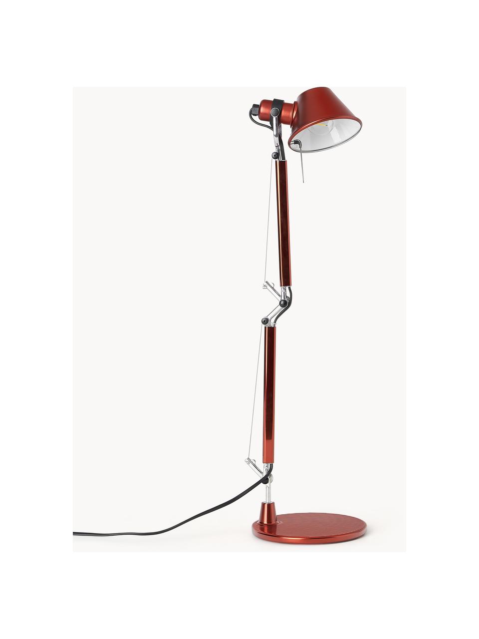 Nastaviteľná stolová lampa Tolomeo Micro, Červená, Š 45 x V 37-73 cm