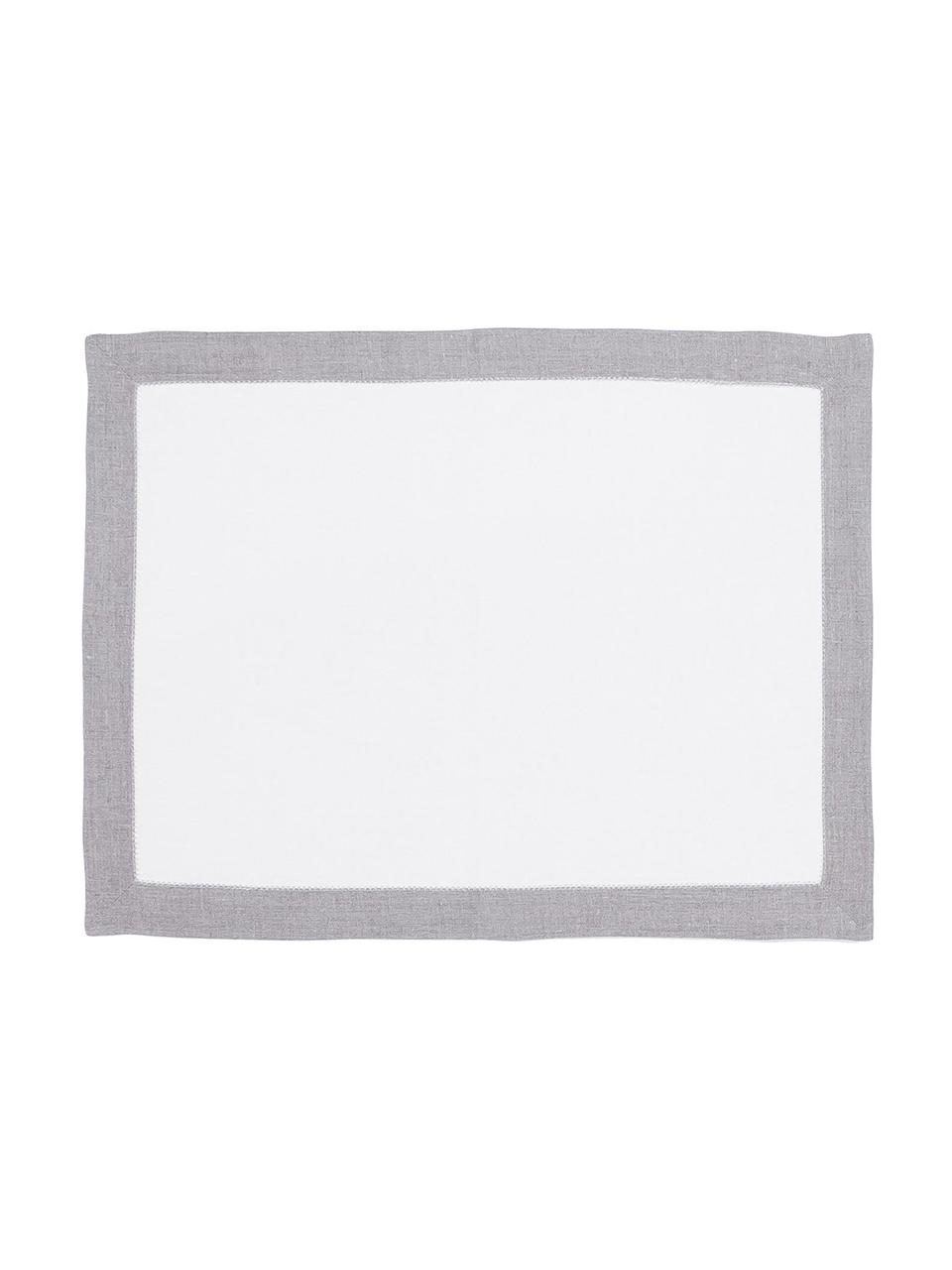 Manteles individuales de lino Alanta, 6 uds., Blanco, beige, An 38 x L 50 cm