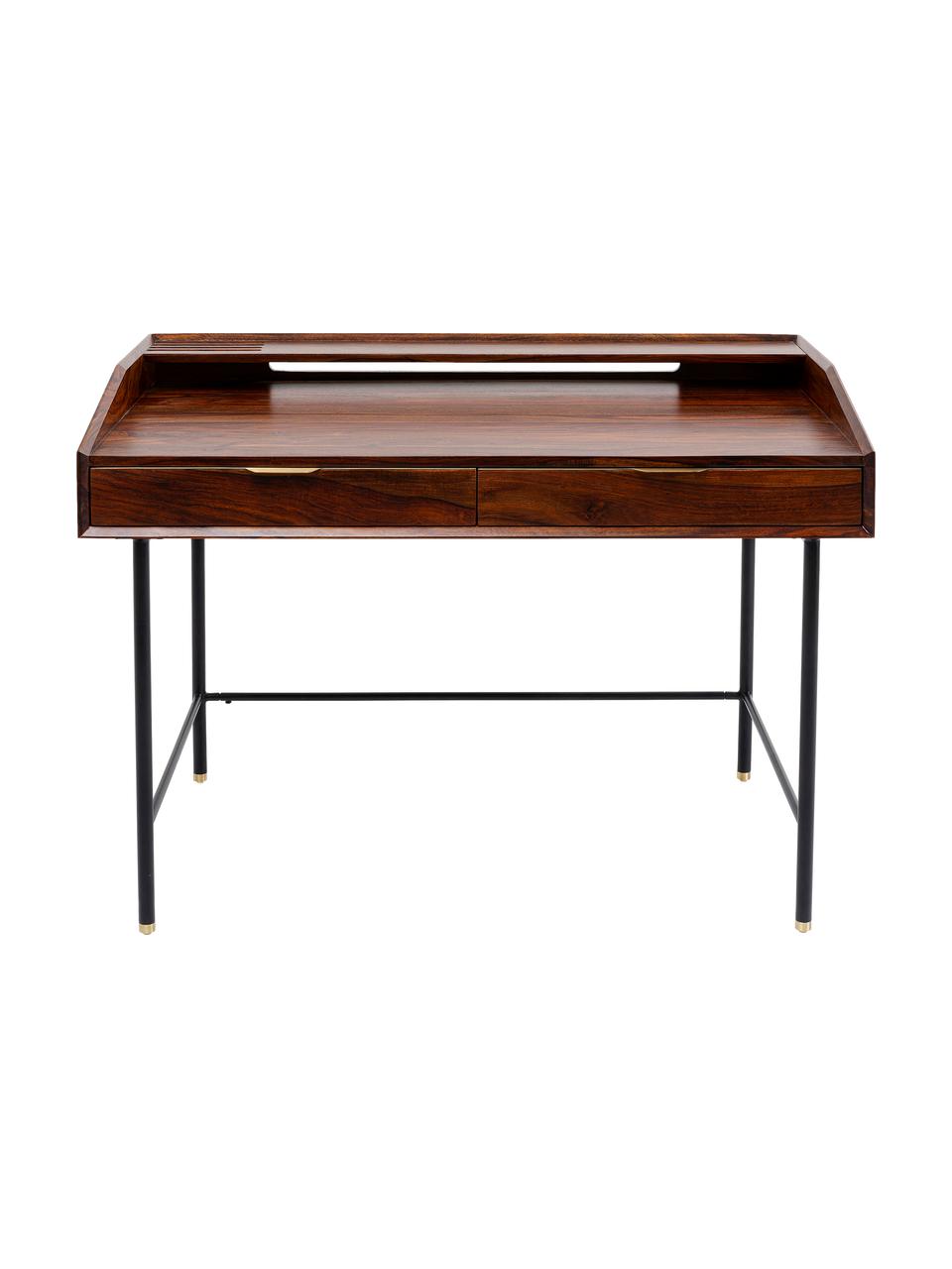 Bureau en bois massif Ravello, Brun, larg. 118 x prof. 70 cm