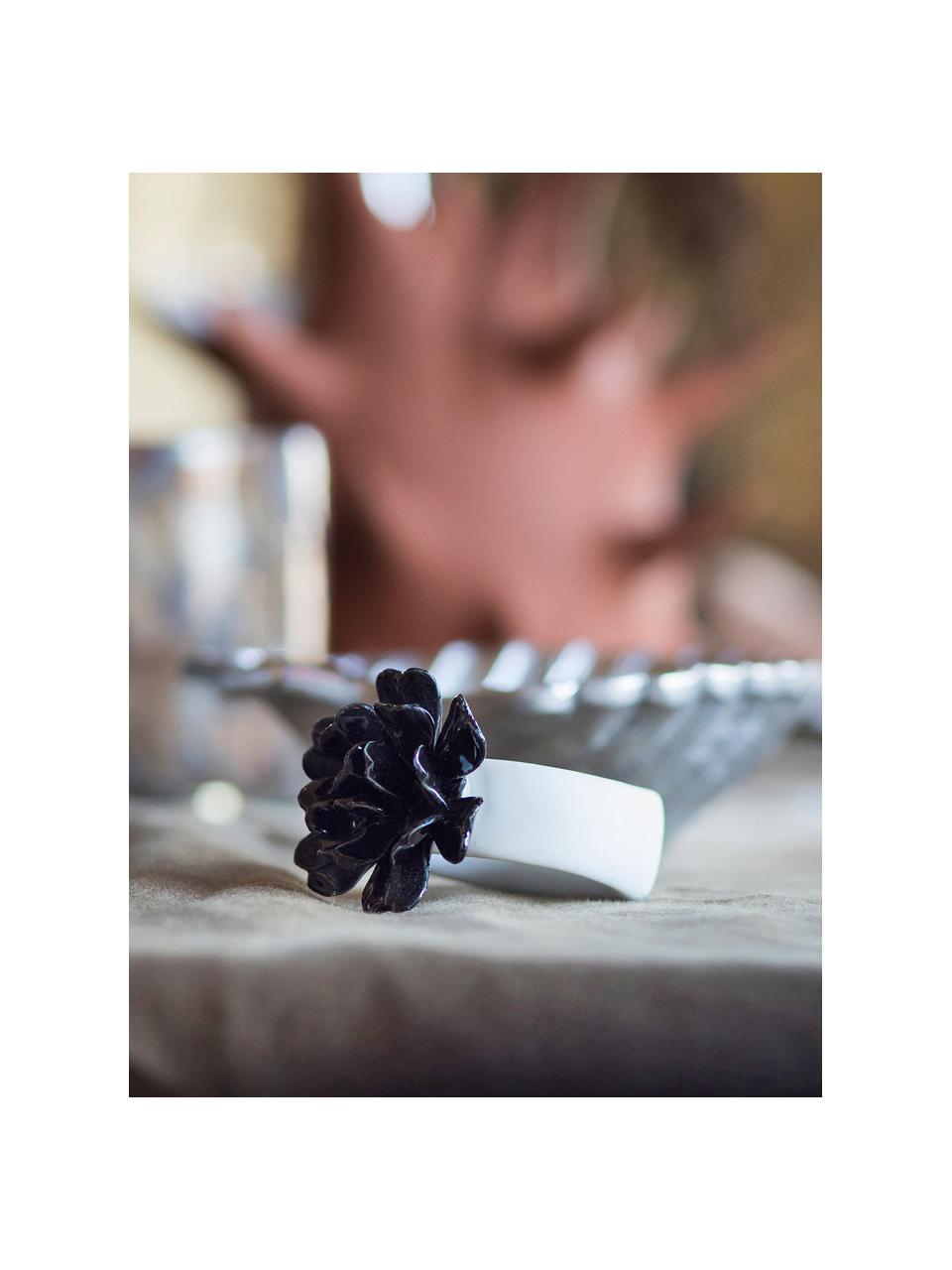 Portatovagliolo in pietra dolomite bianca/nera Water Lily 6 pz, Pietra dolomitica, Bianco, nero, L 5 x A 6 cm